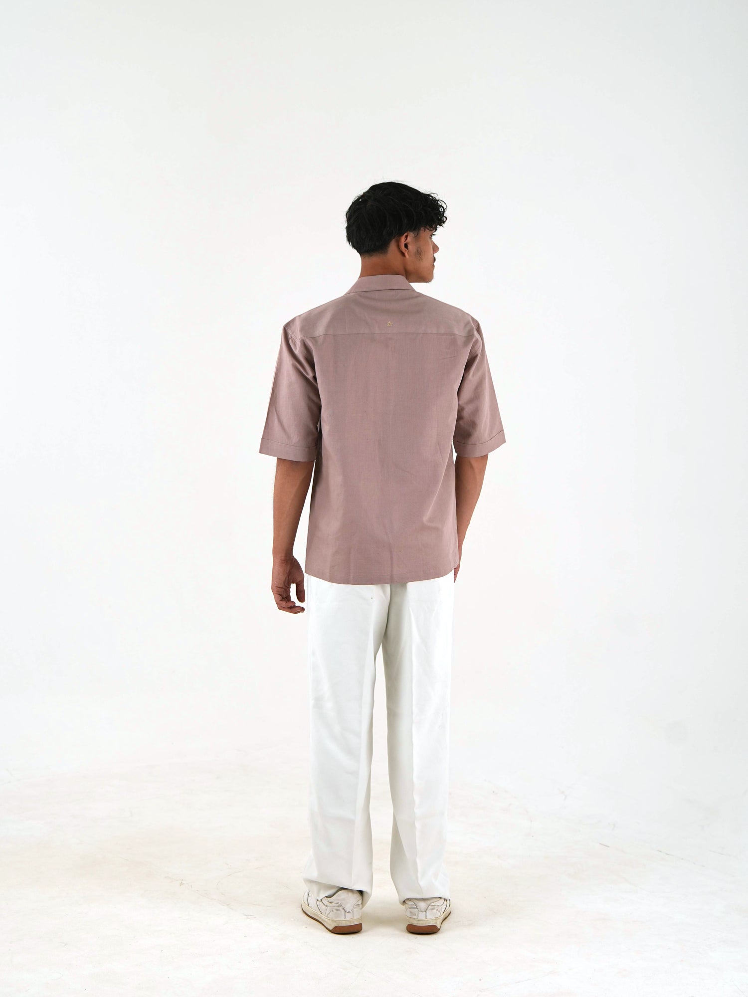 Pintuck Front Oversized Casual Shirt - Dusty Pink