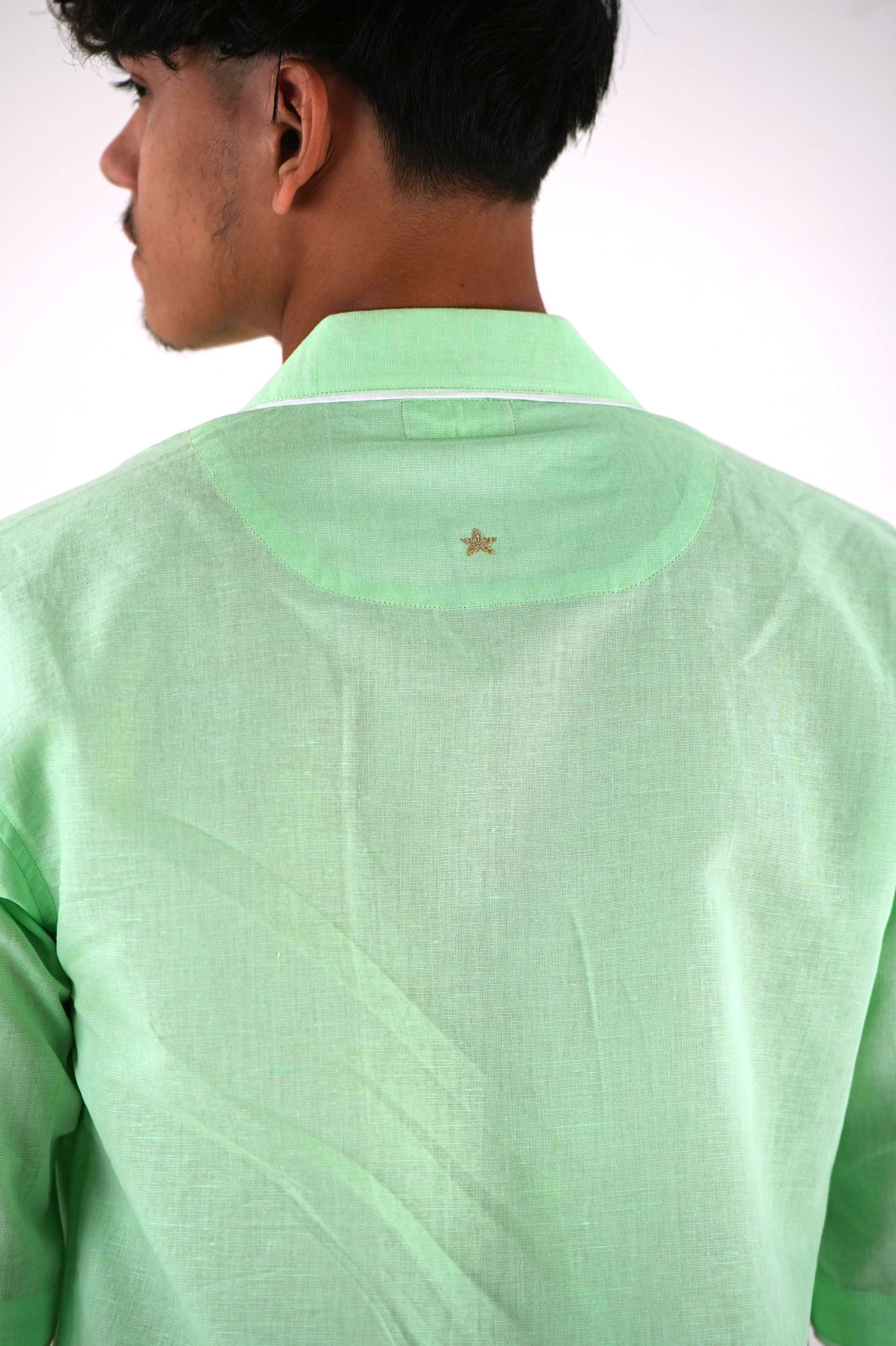 Half Sleeve Cuban Collar Shirt - Mint Green