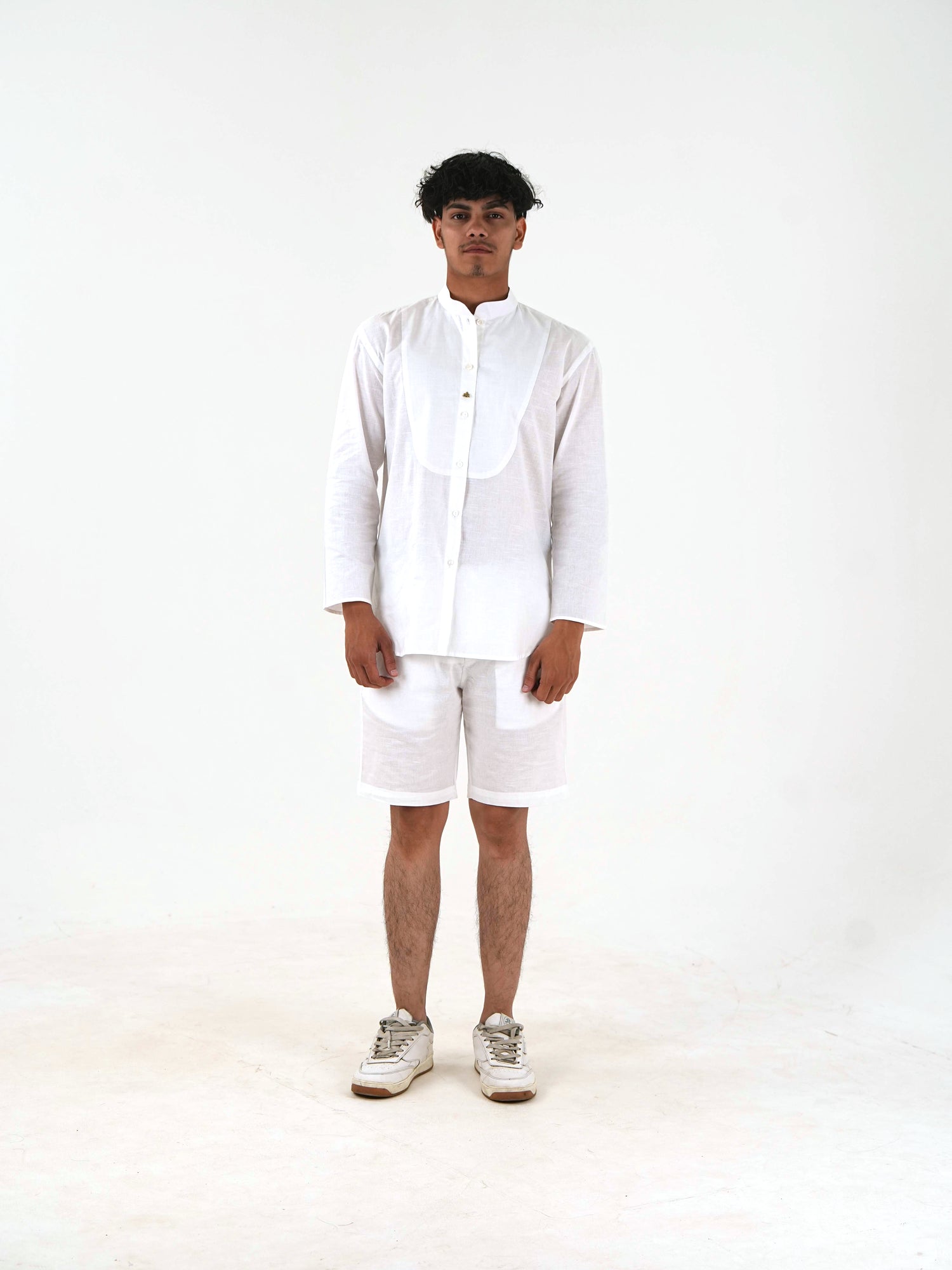 Full Sleeve Co-Ord Set - White Linen Cotton