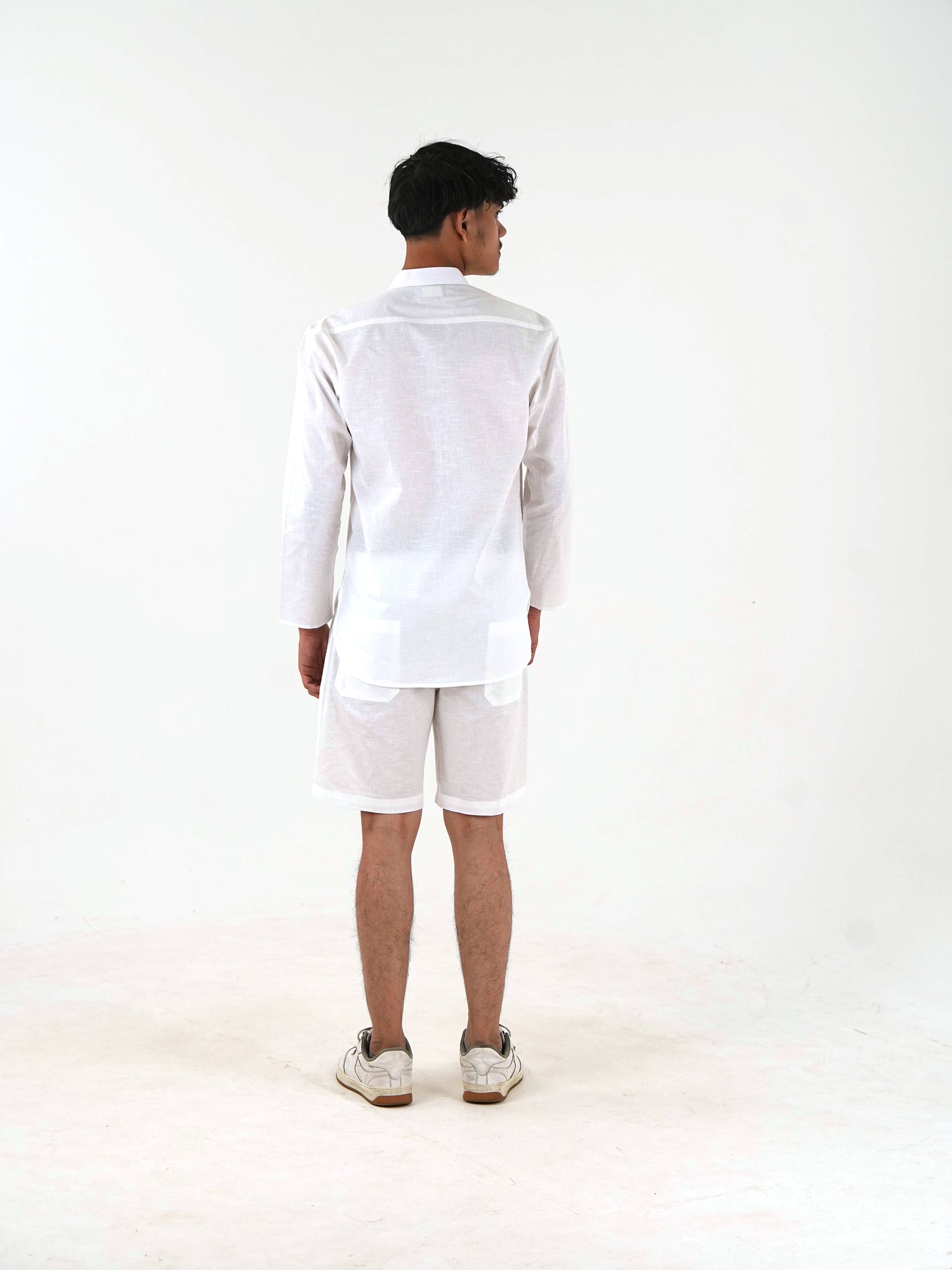 Full Sleeve Co-Ord Set - White Linen Cotton