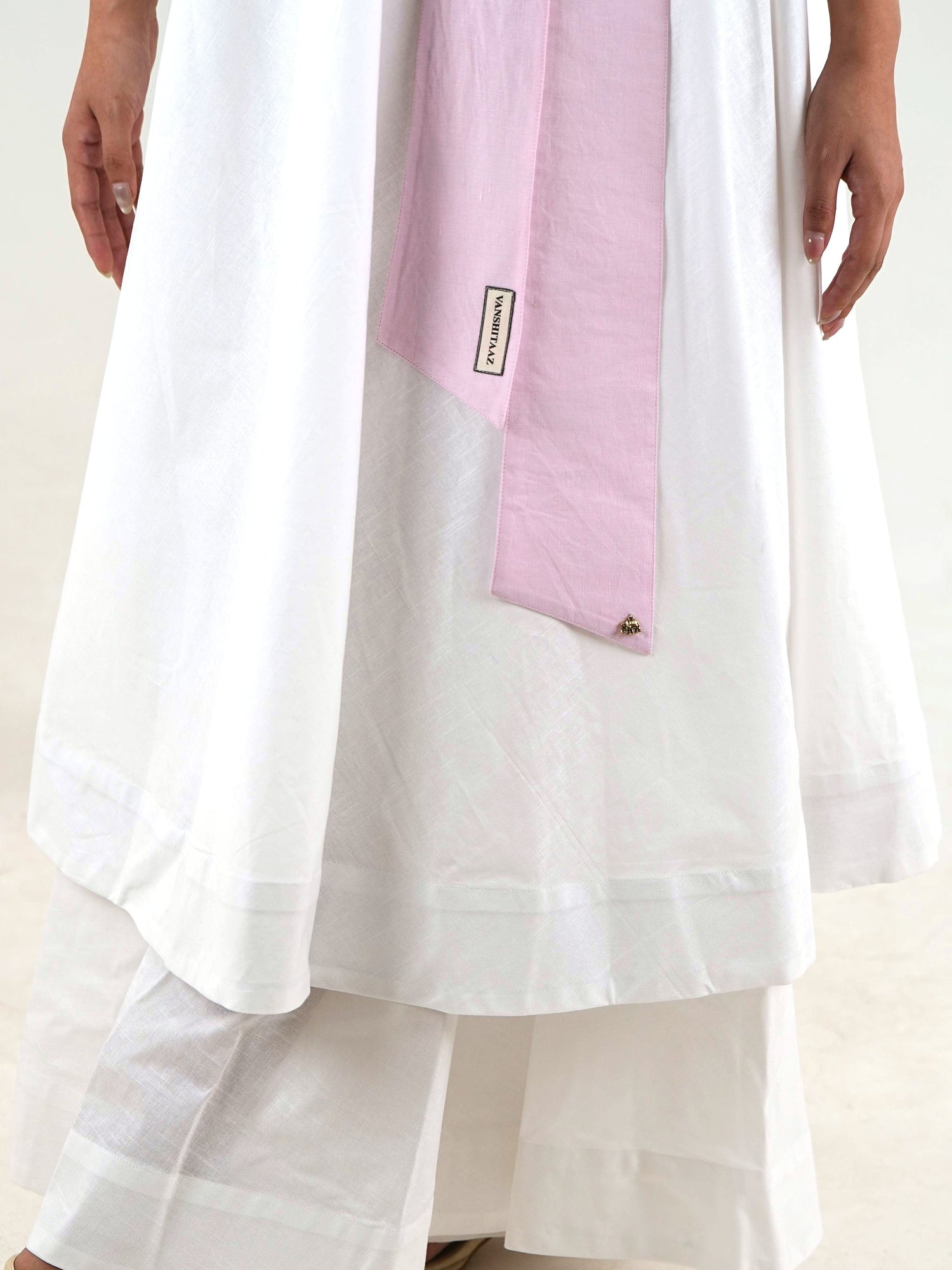 Wide Leg Trousers - White Linen Cotton