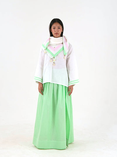 Tunic-Skirt Set - White Relaxed Fit