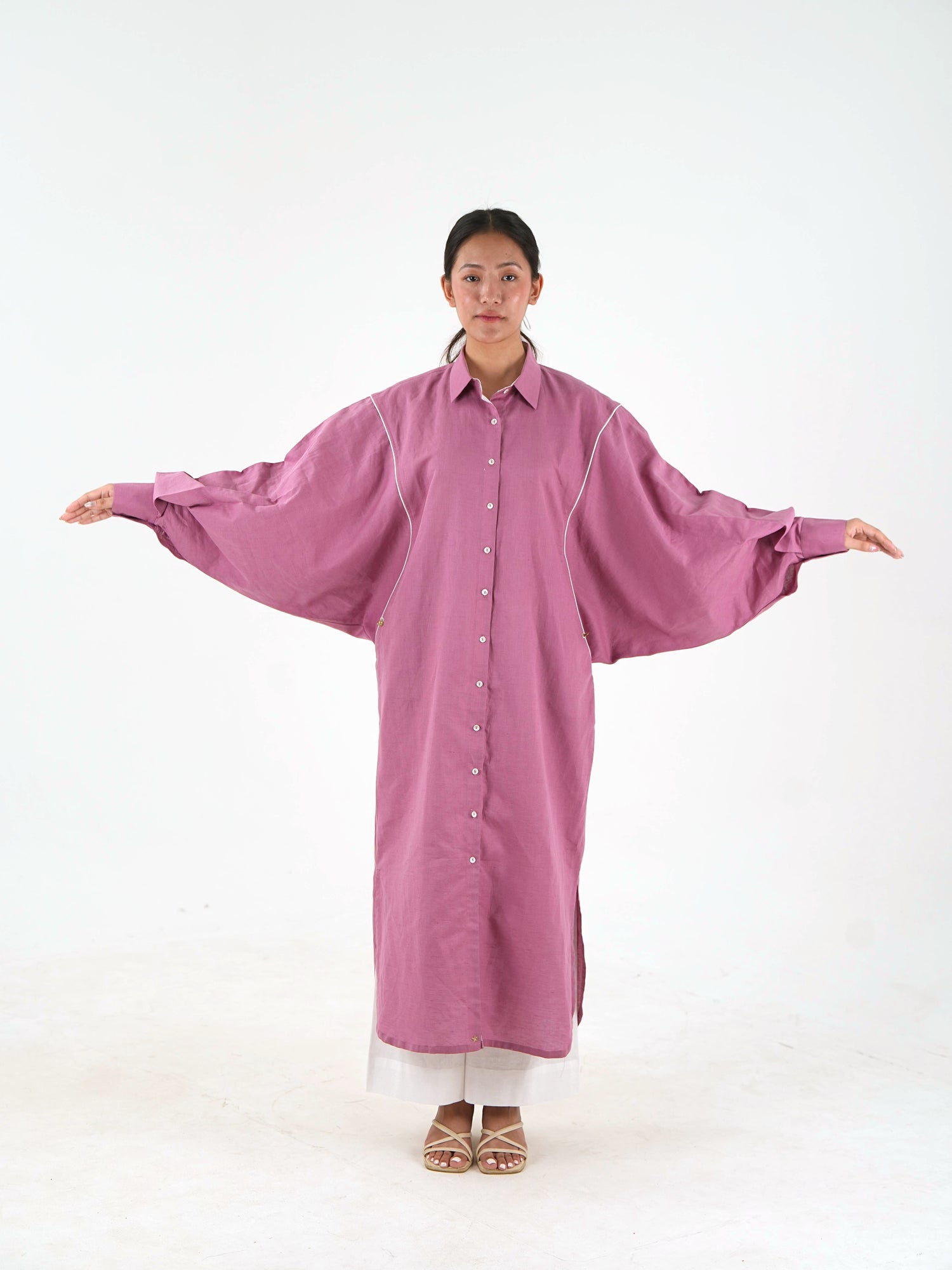 White Piping Set - Mauve Linen