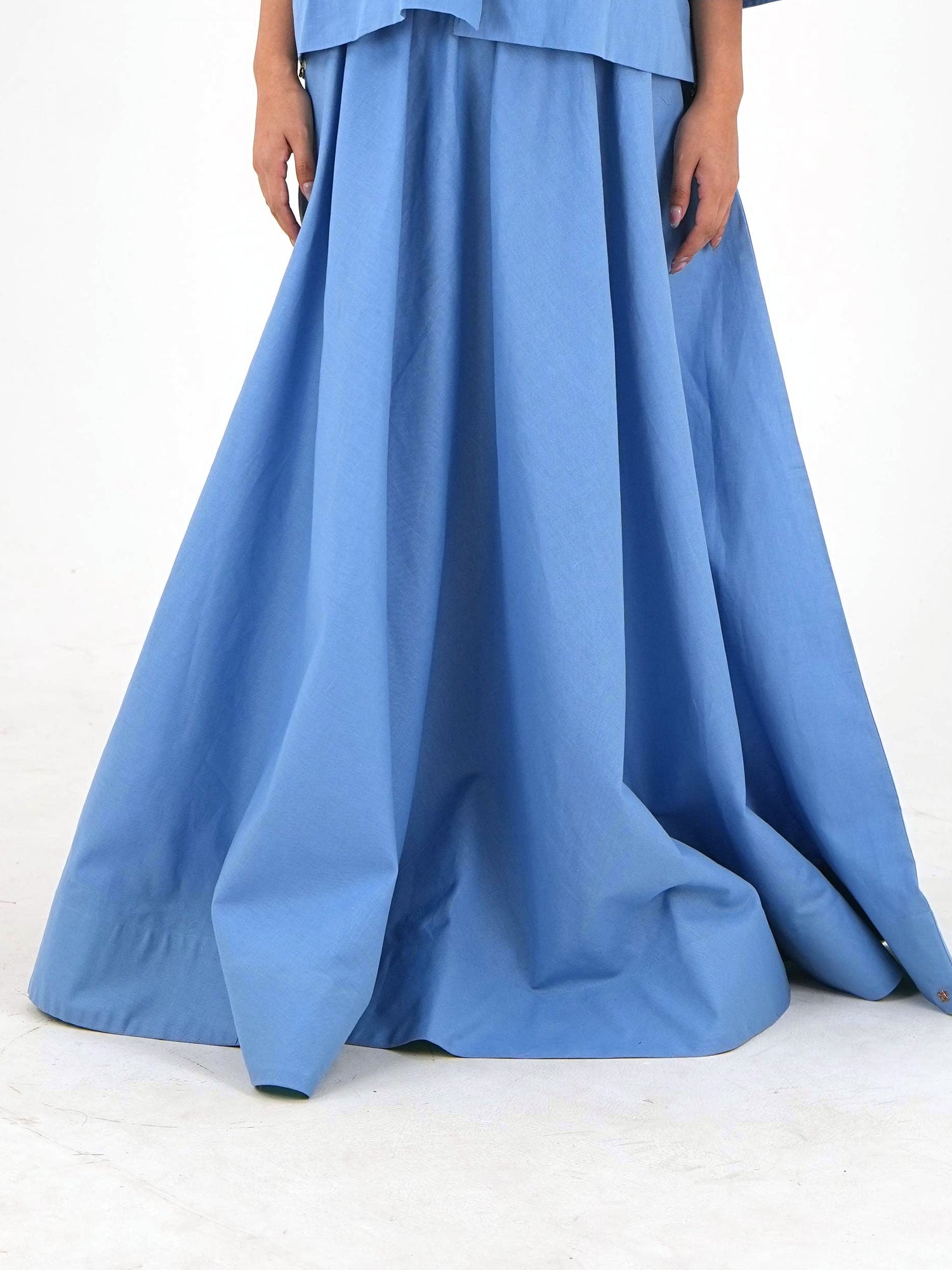 Flared Maxi Skirt - Pastel Blue Linen