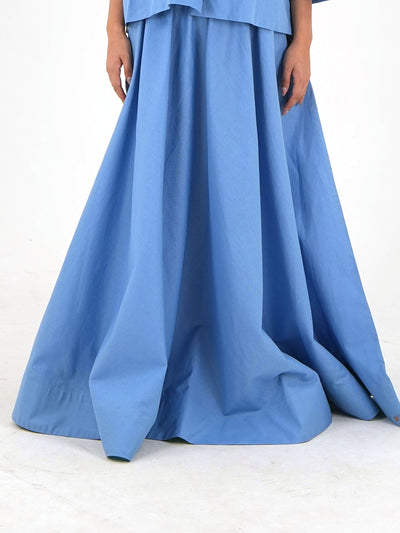Flared Maxi Skirt - Pastel Blue Linen