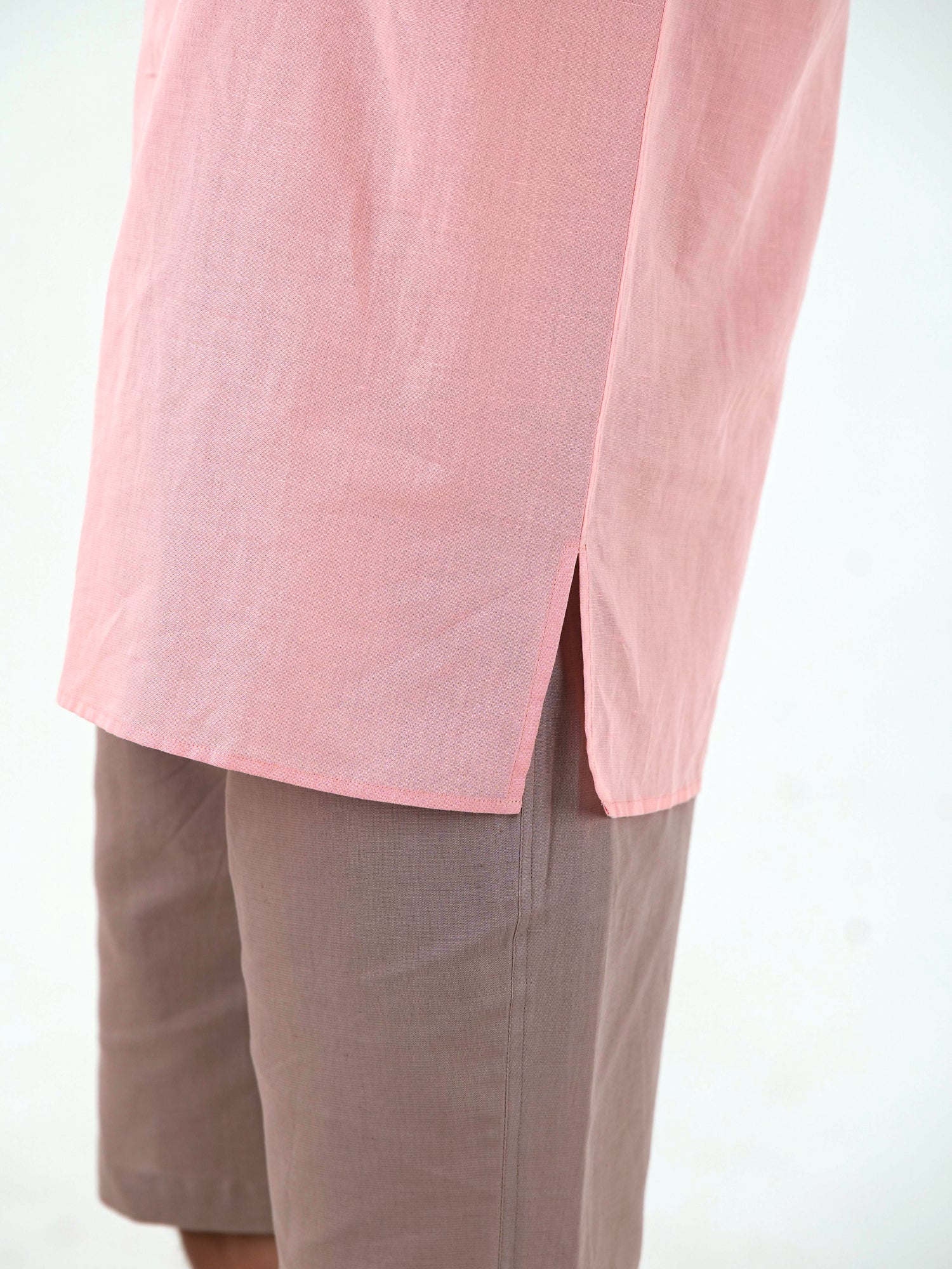 Half Sleeve Casual Kurta Shirt Set - Peach Pink