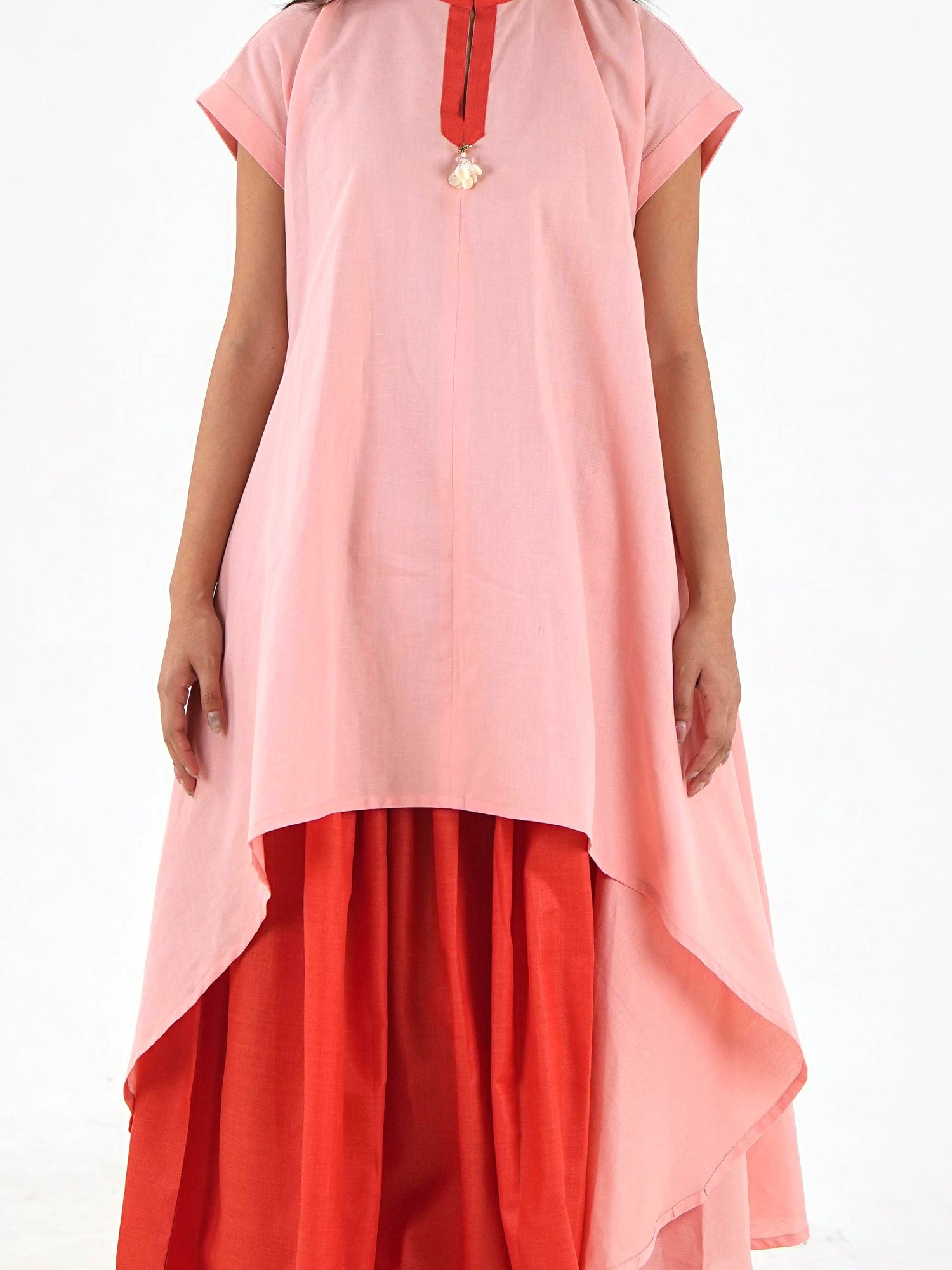 Tunic-Skirt Set - Peach Loose Fit