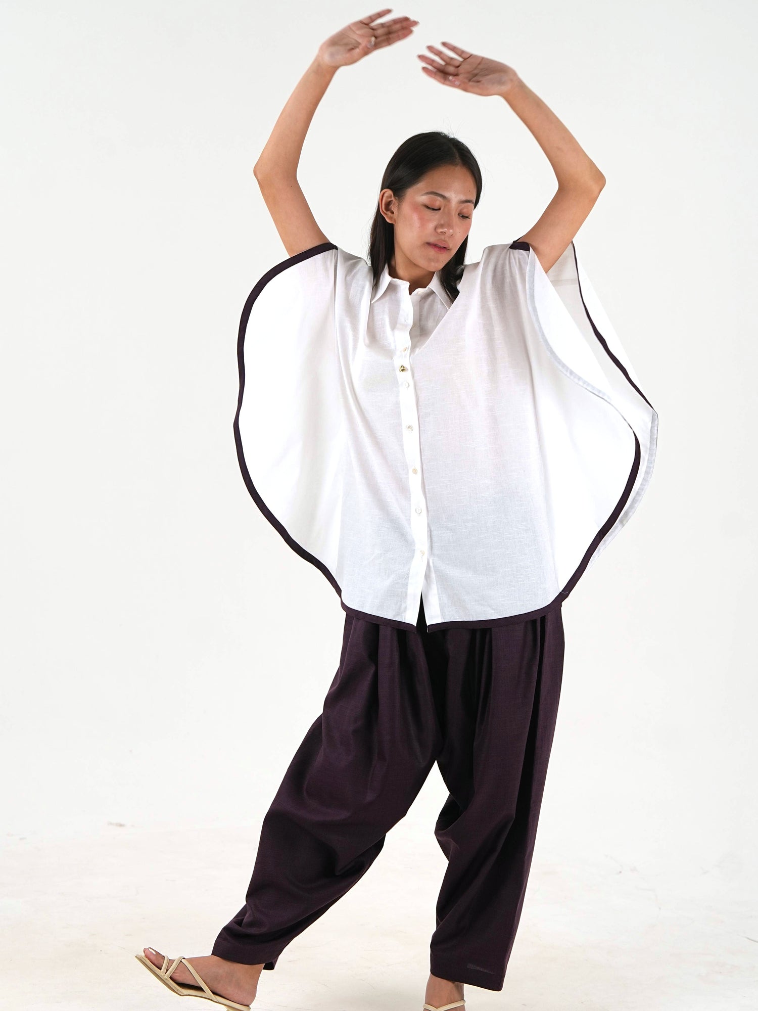 Shirt Salwar Set - White Linen Cotton