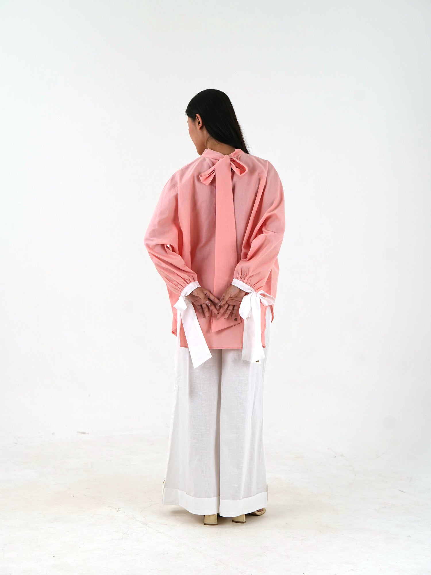 High Neck Set - Peach Pink Linen