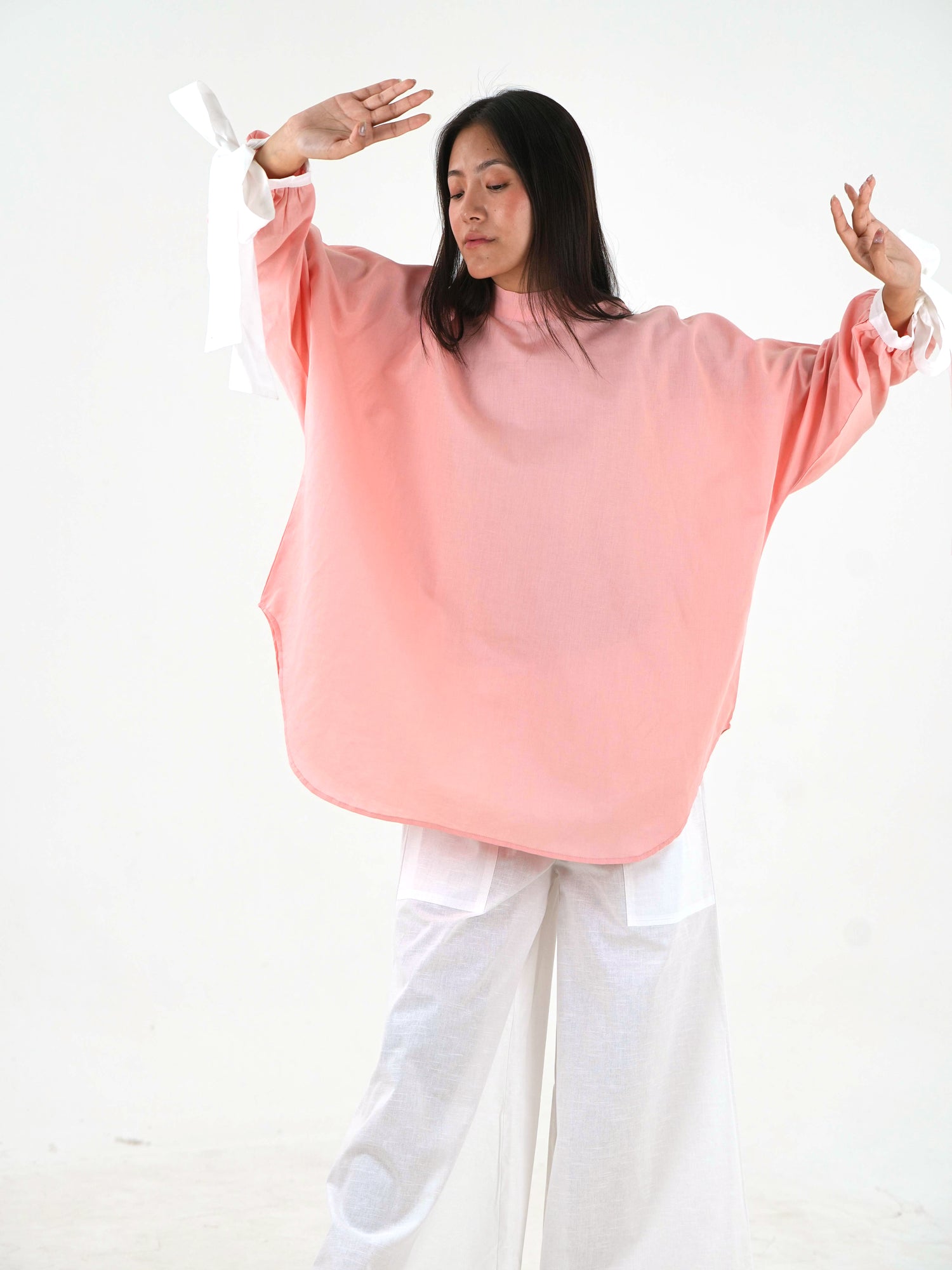 Round Neck Set - Pastel Pink Linen