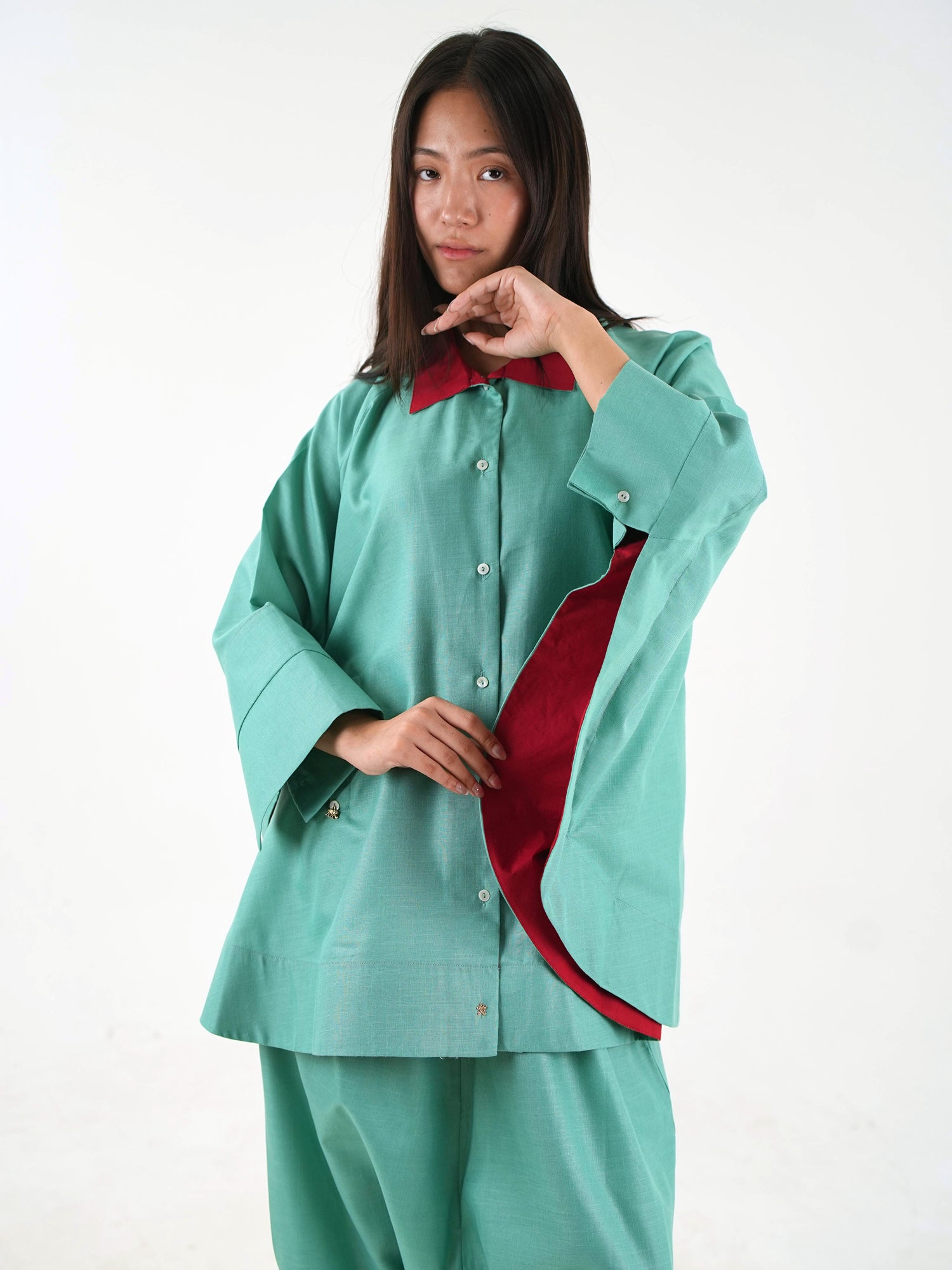 Wide Sleeve Set - Sea Green Linen