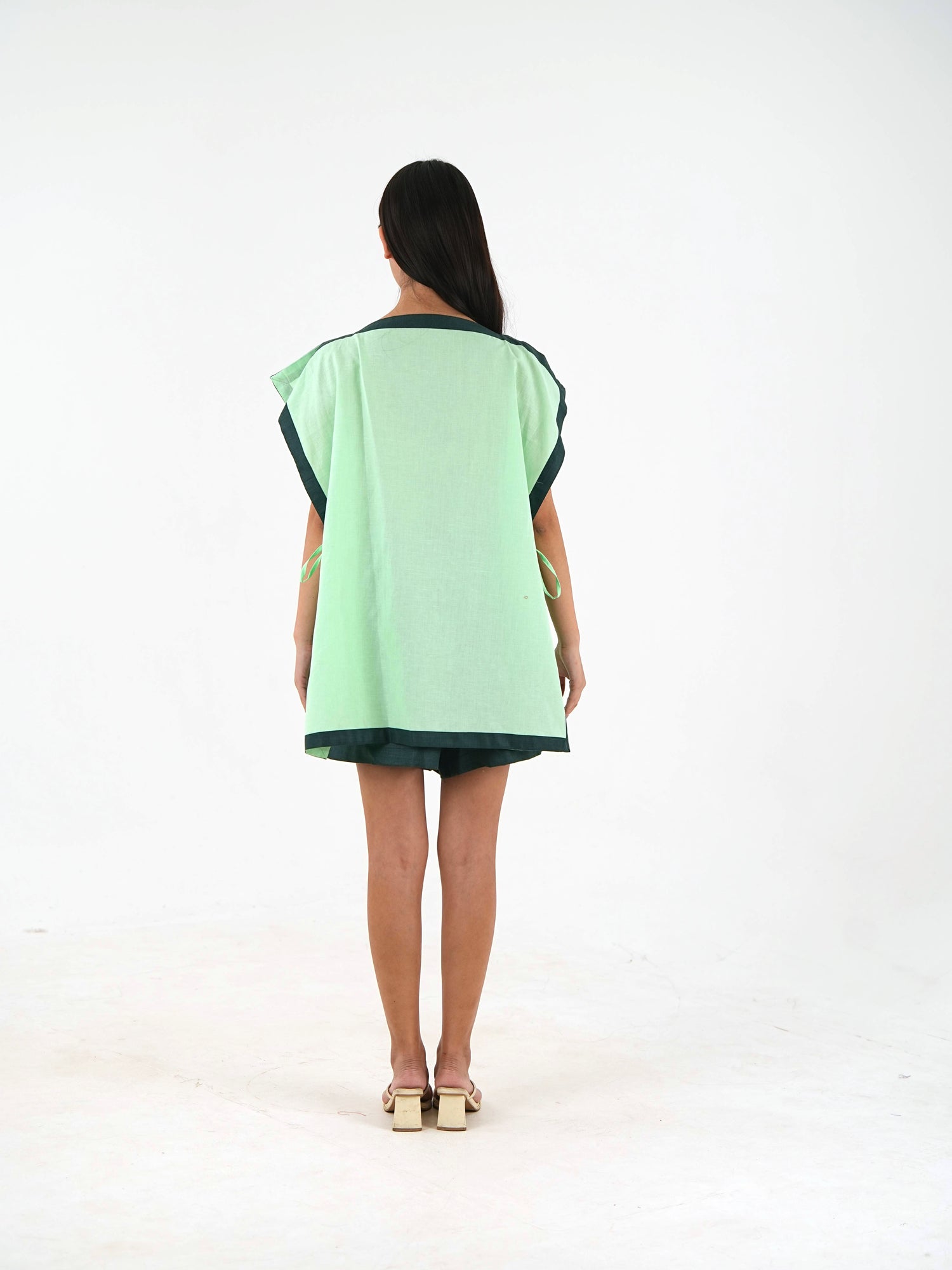 Side Tie Set - Mint Green Linen
