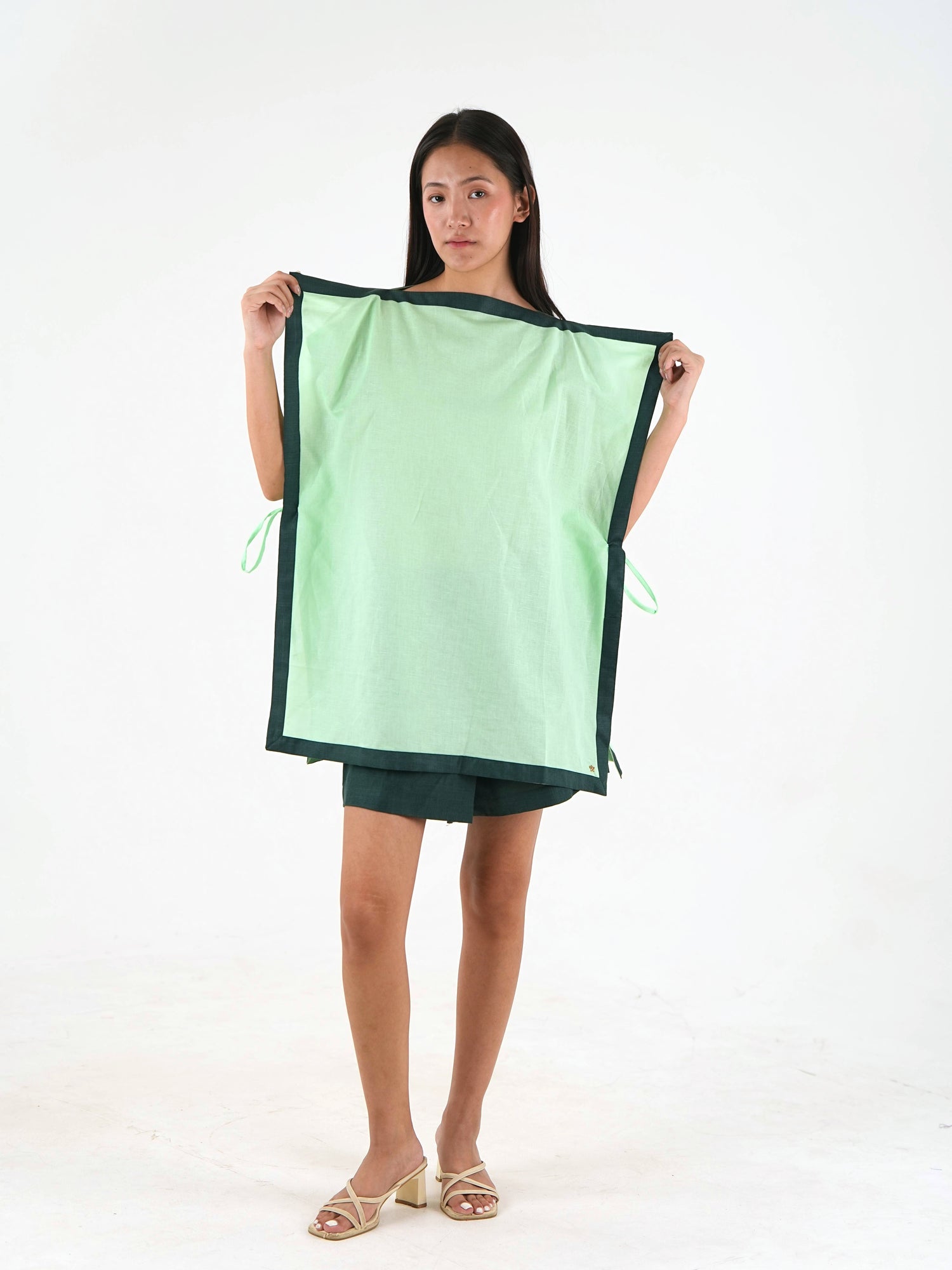 Side Tie Set - Mint Green Linen