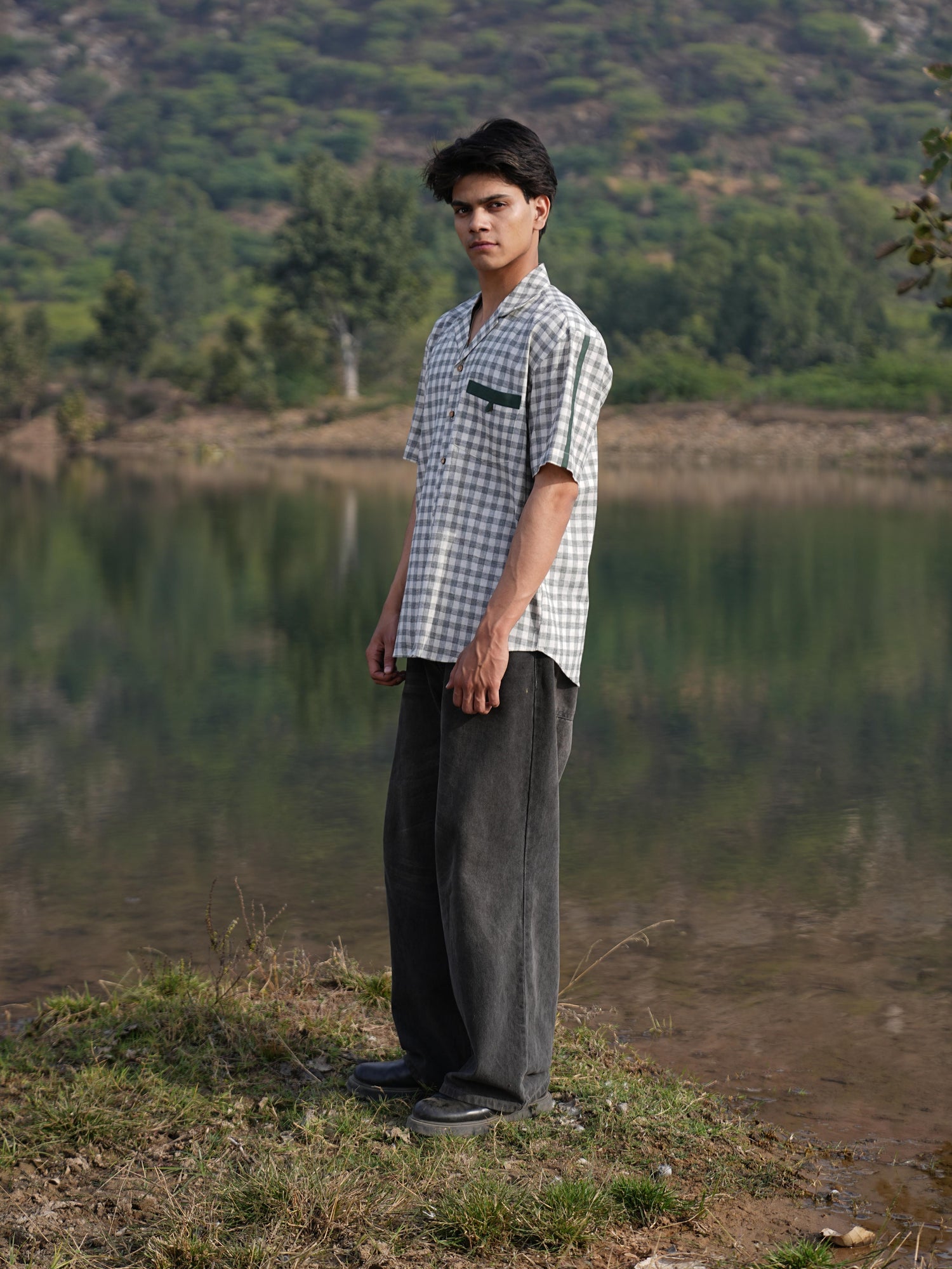 Sutra Camp Collar Check Shirt