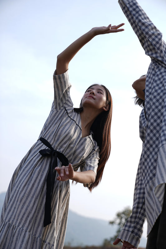 Sutra Midi Stripe Dress