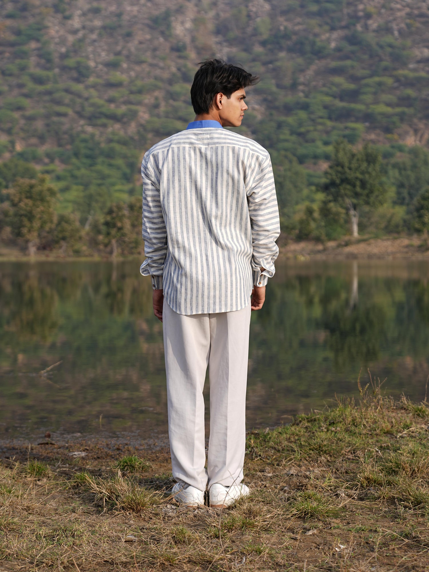 Sutra Asymmetric Stripe Shirt