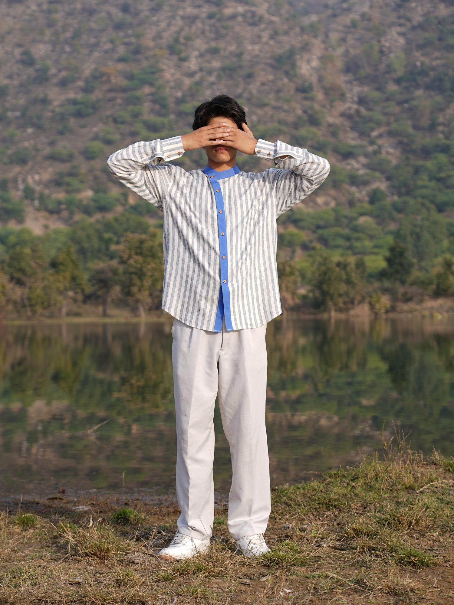 Sutra Asymmetric Stripe Shirt