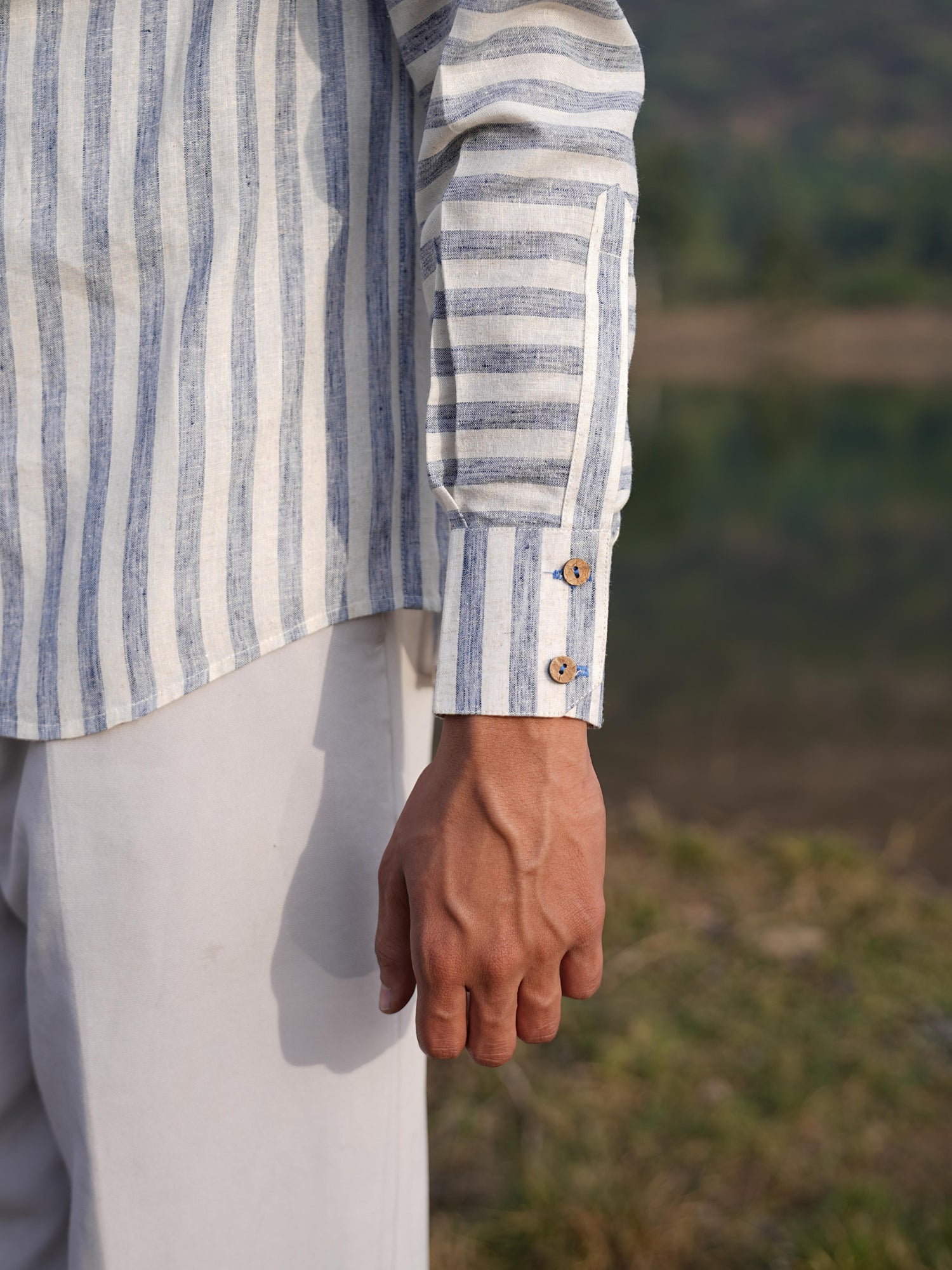 Sutra Asymmetric Stripe Shirt