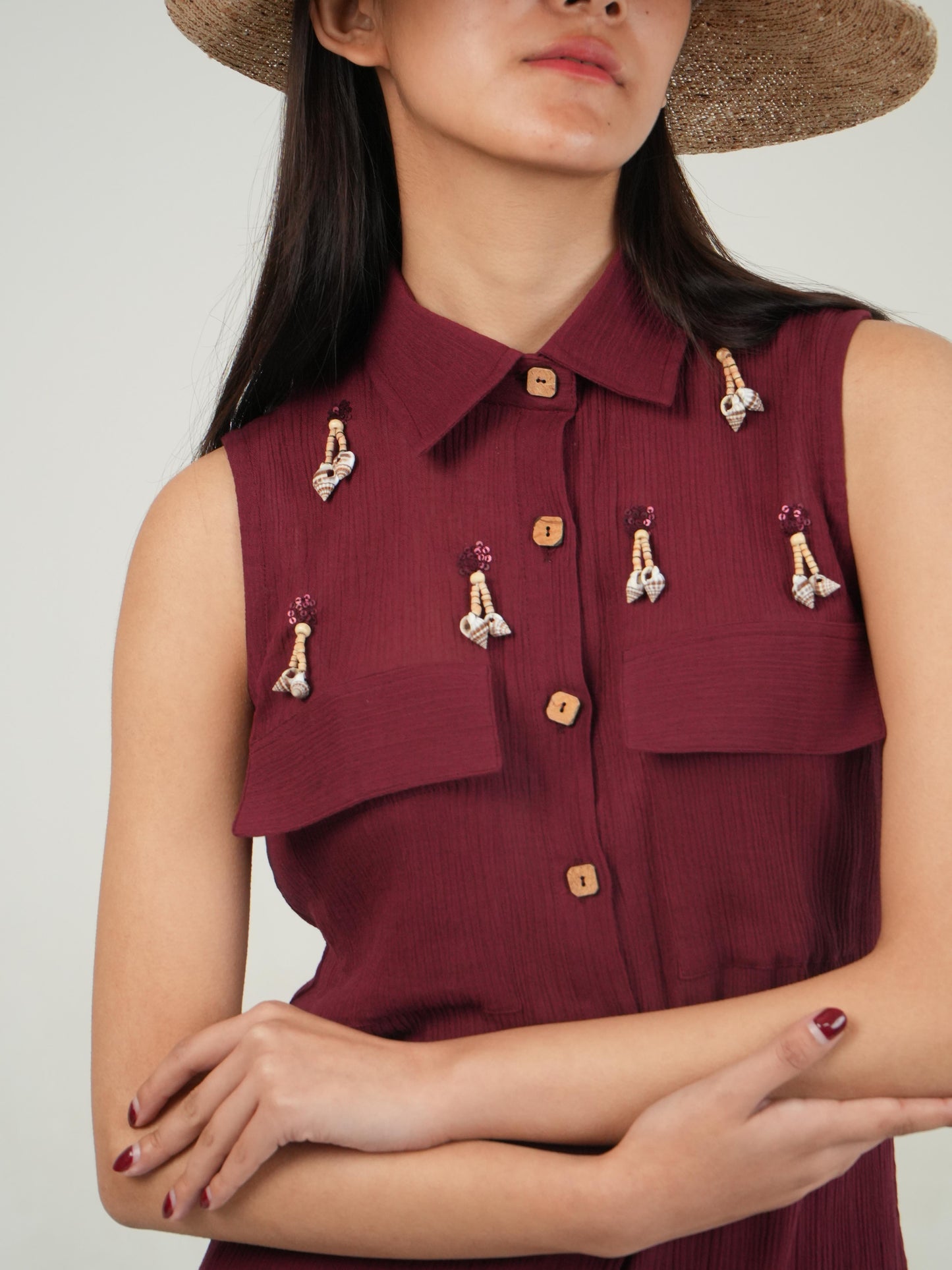 Vanshitaaz Merlot Crinkled Cotton Co-ord