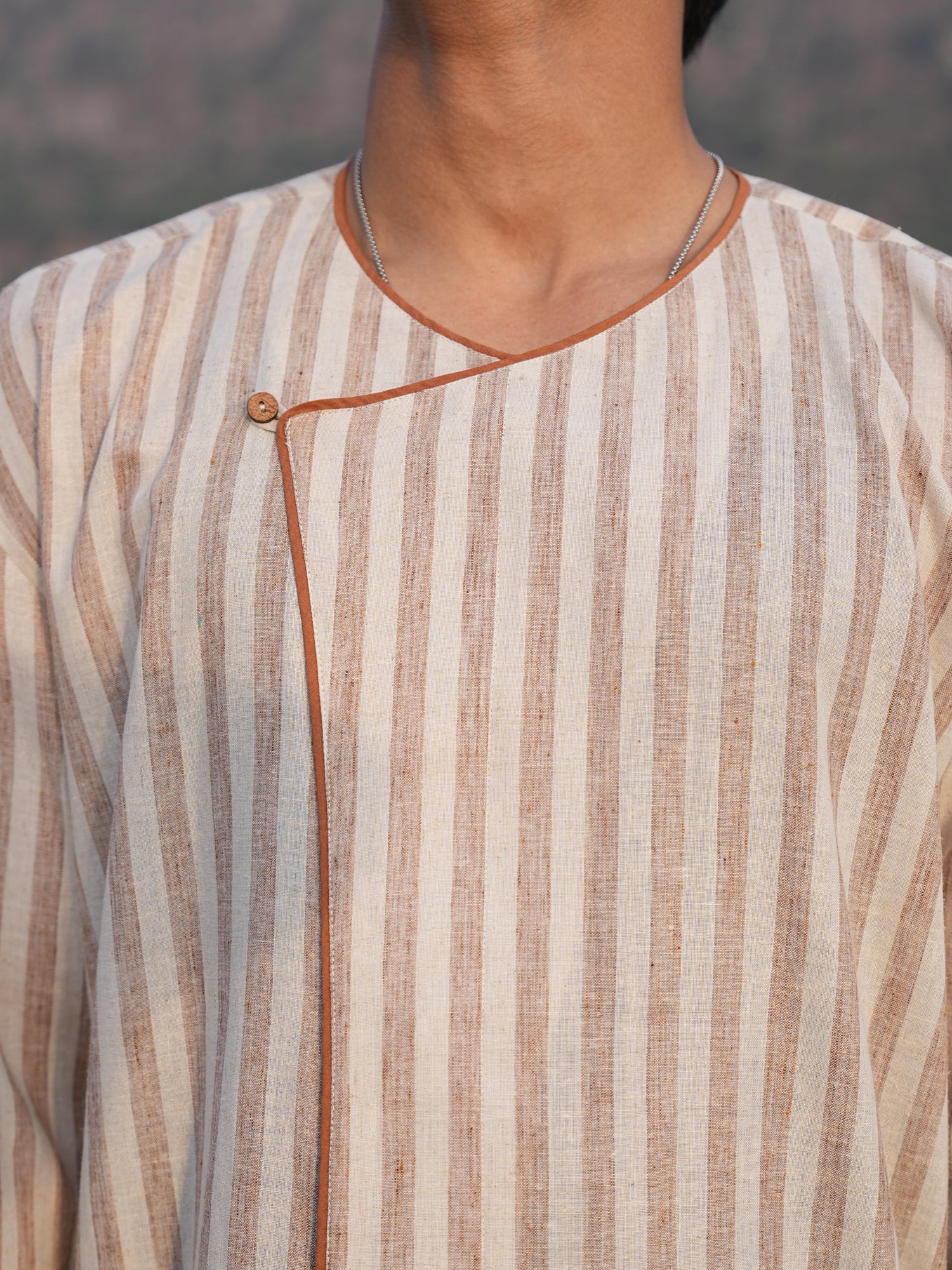 Rust Check Coord & Stripe Kurta Duo