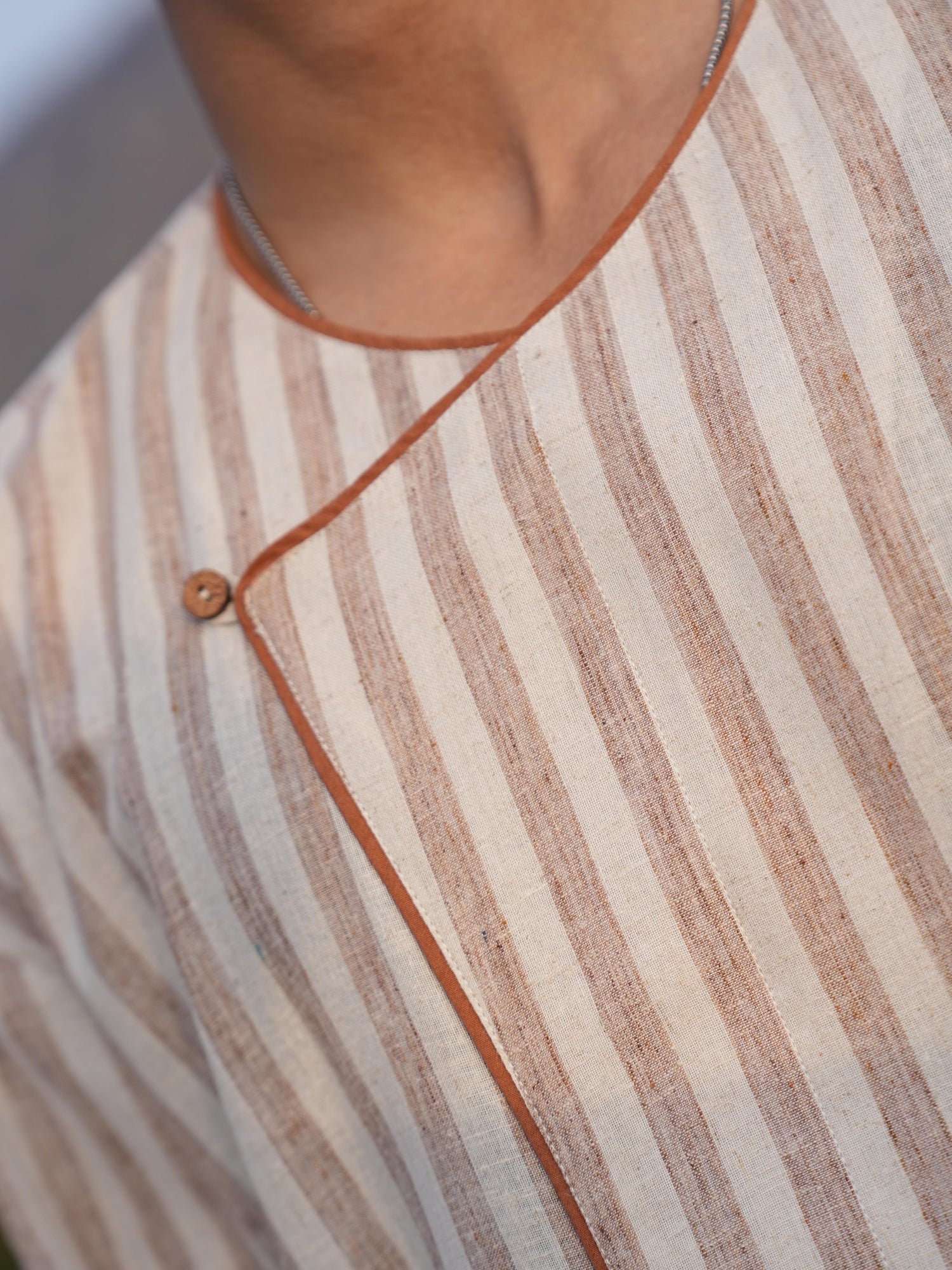 Rust Check Coord & Stripe Kurta Duo