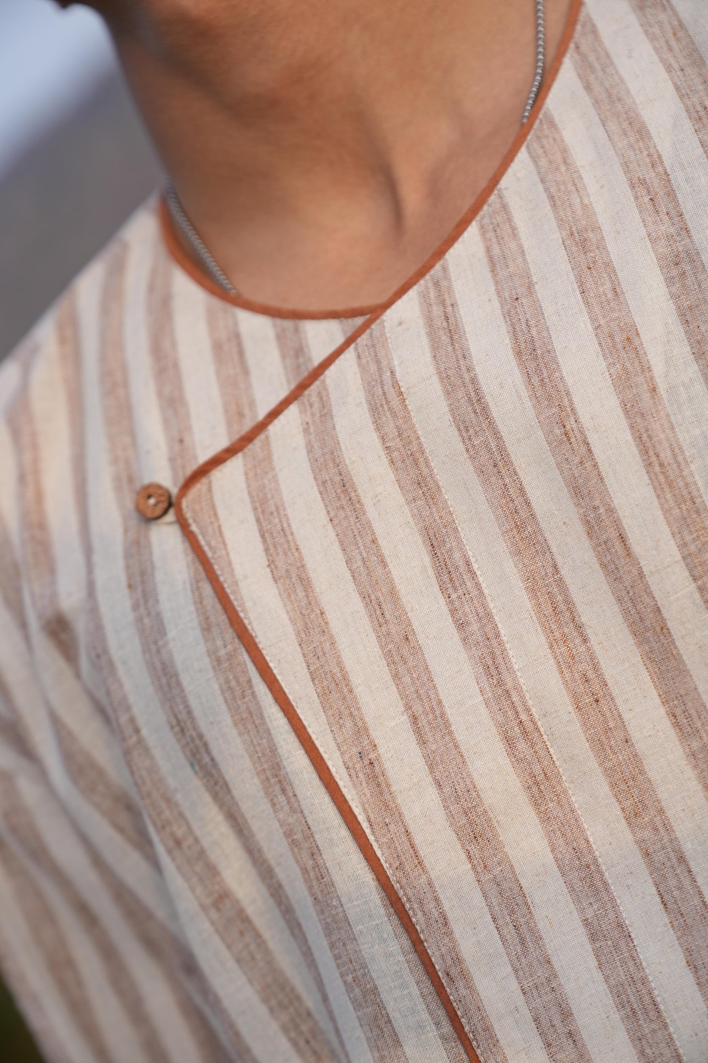 Rust Check Coord & Stripe Kurta Duo