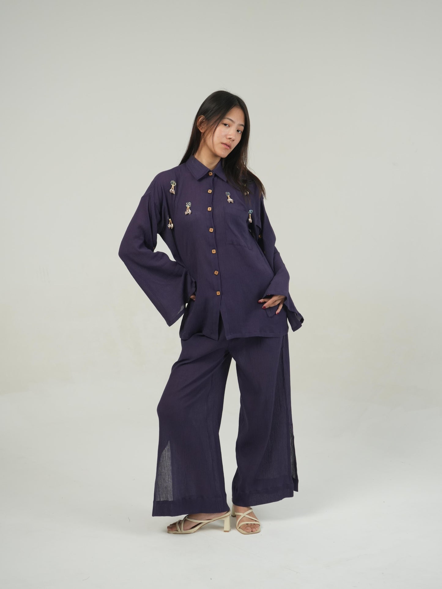 Vanshitaaz Mulberry Purple Crinkled Cotton Co-ord