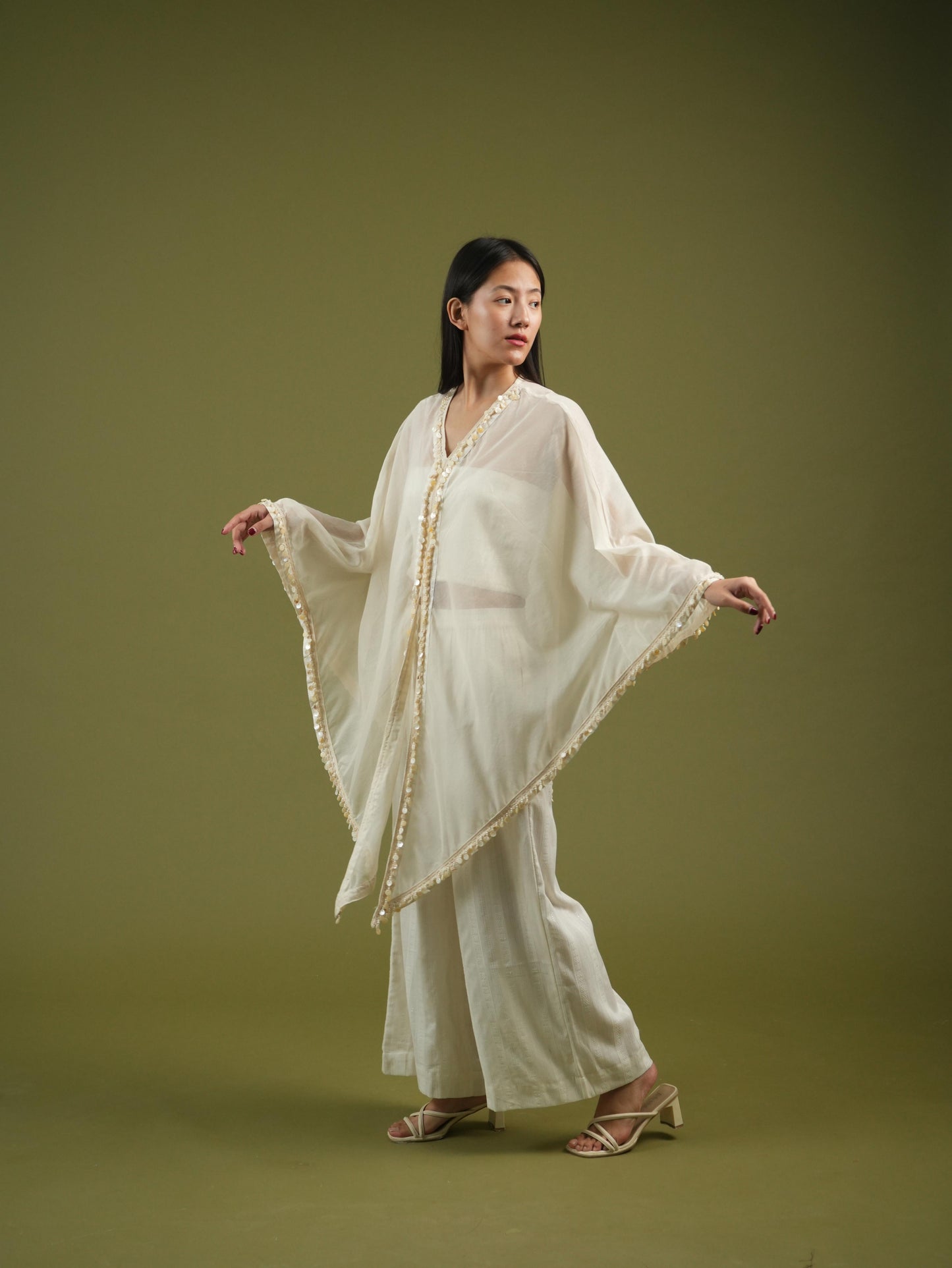 Vanshitaaz Ivory Harmony Cape Set