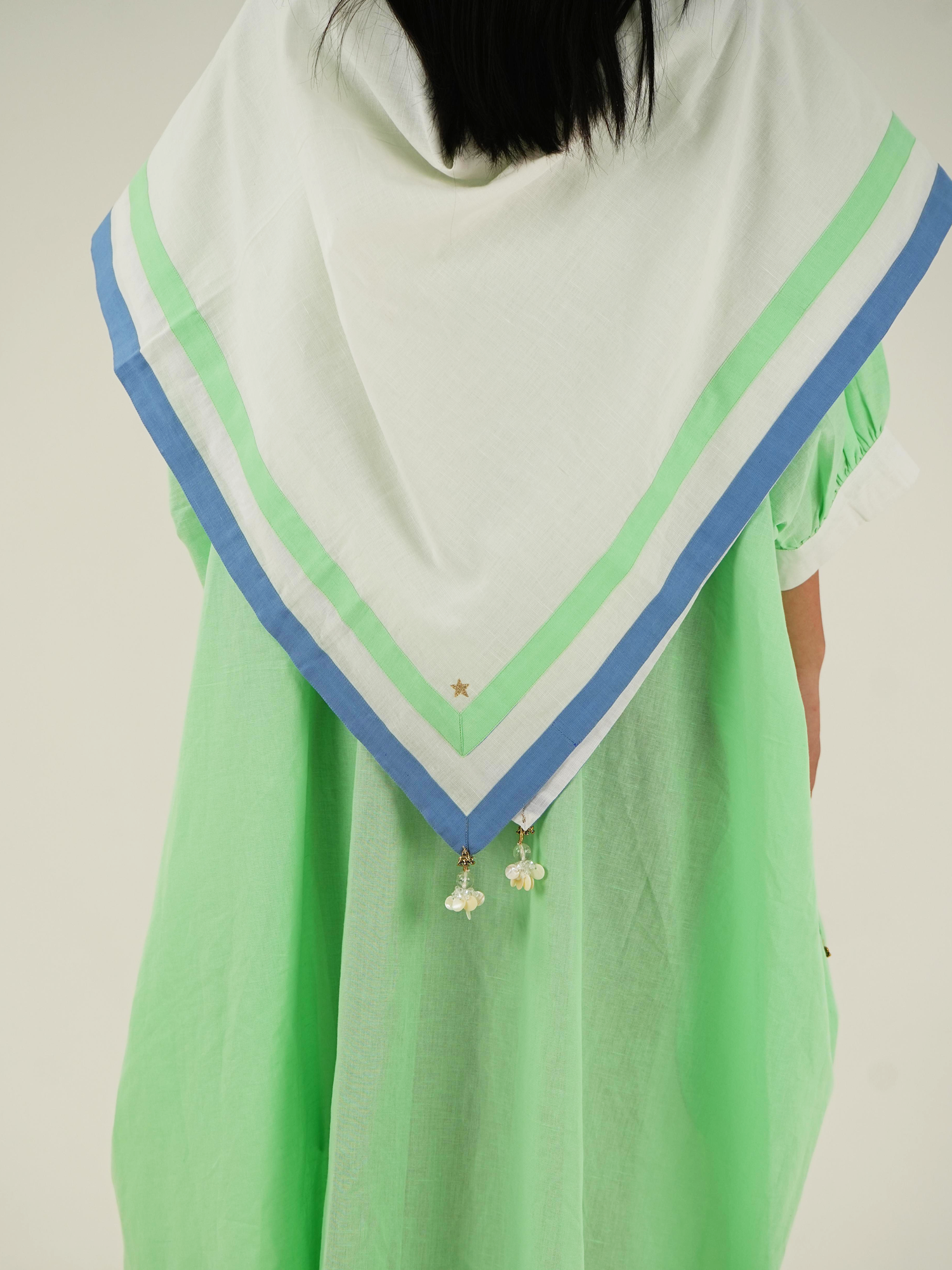 Embroidered Linen Cotton Scarf - Coral Red