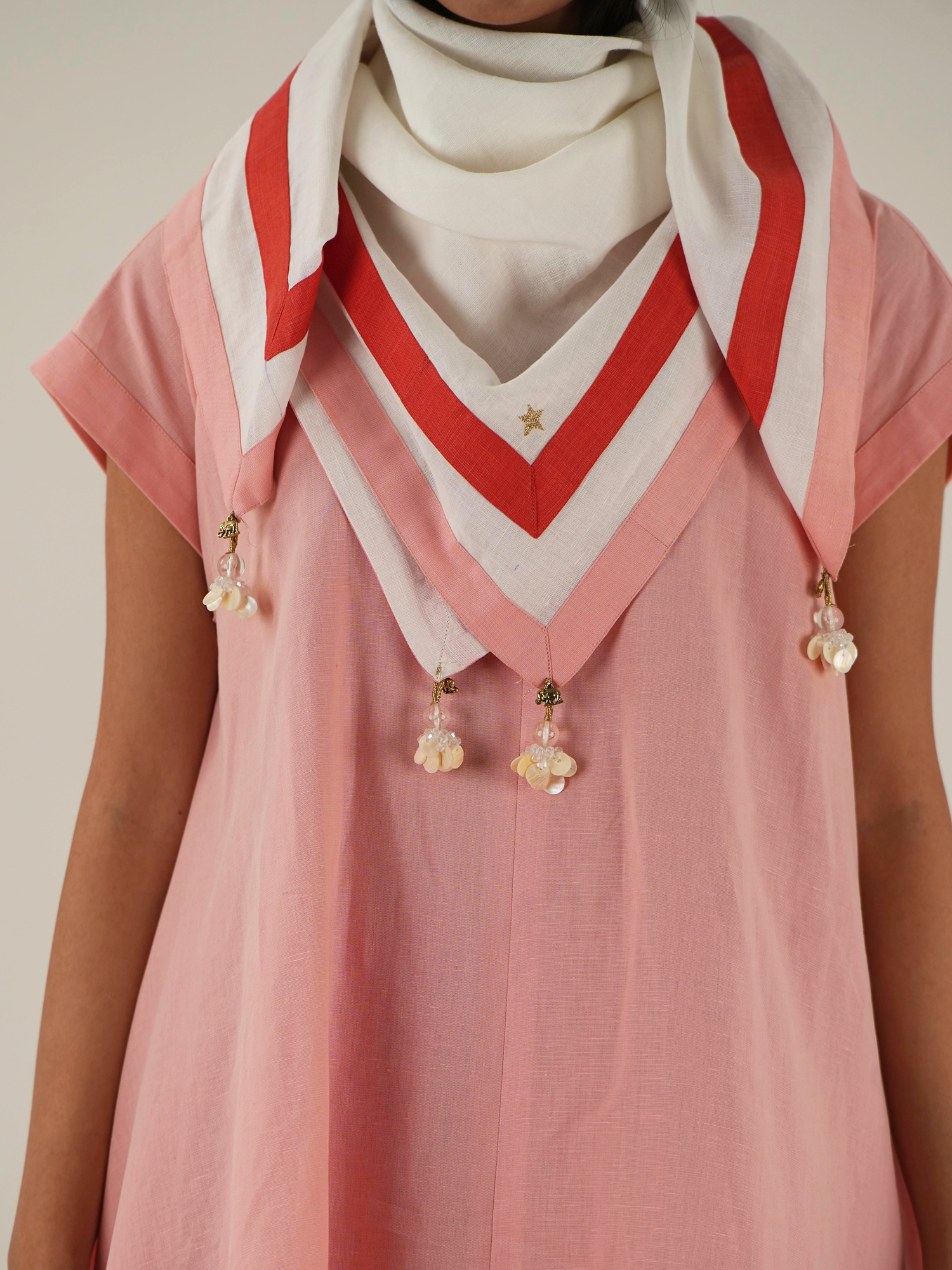 Embroidered Stole - Coral Red