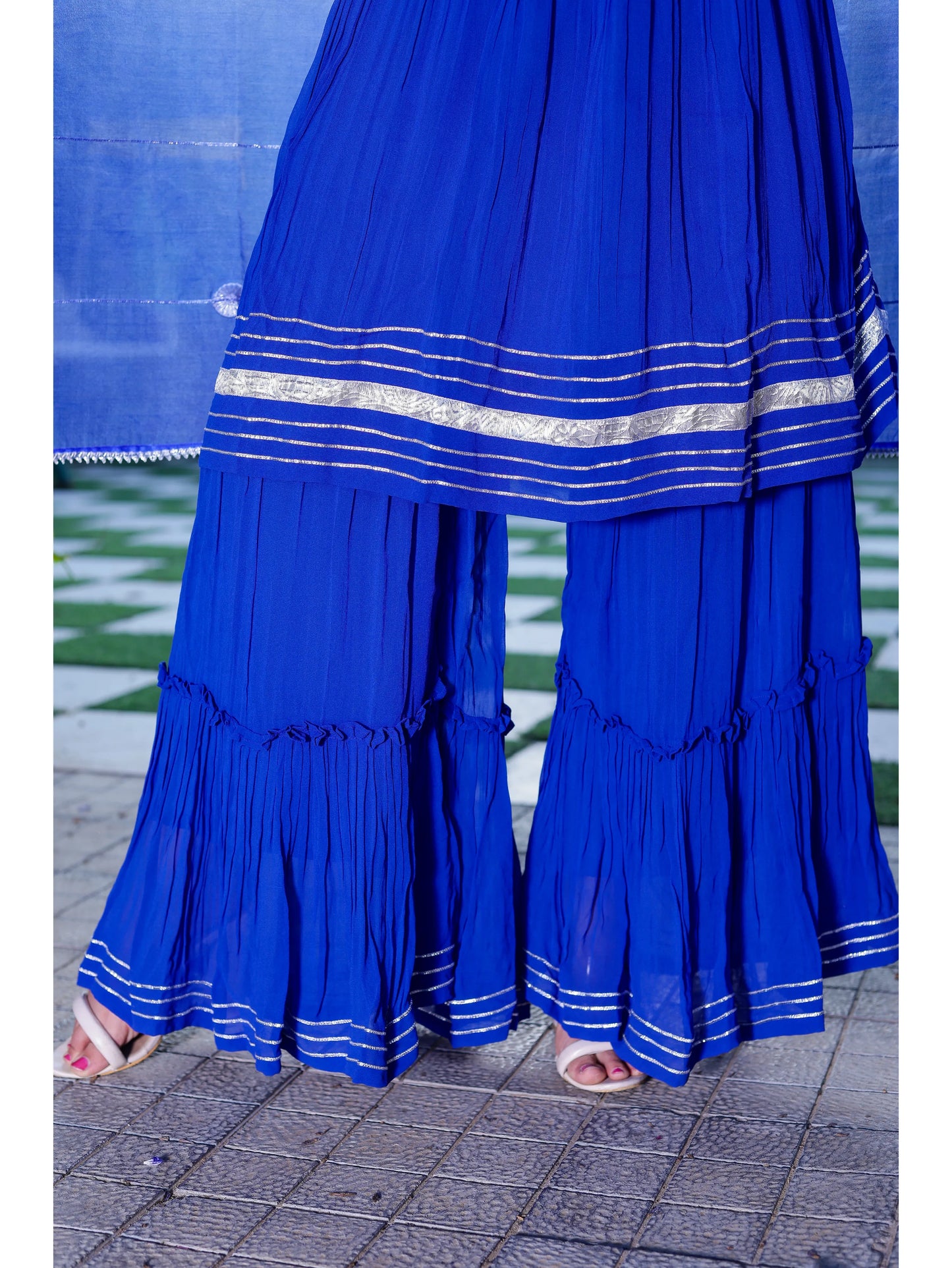Cobalt Blue Peplum sharara set