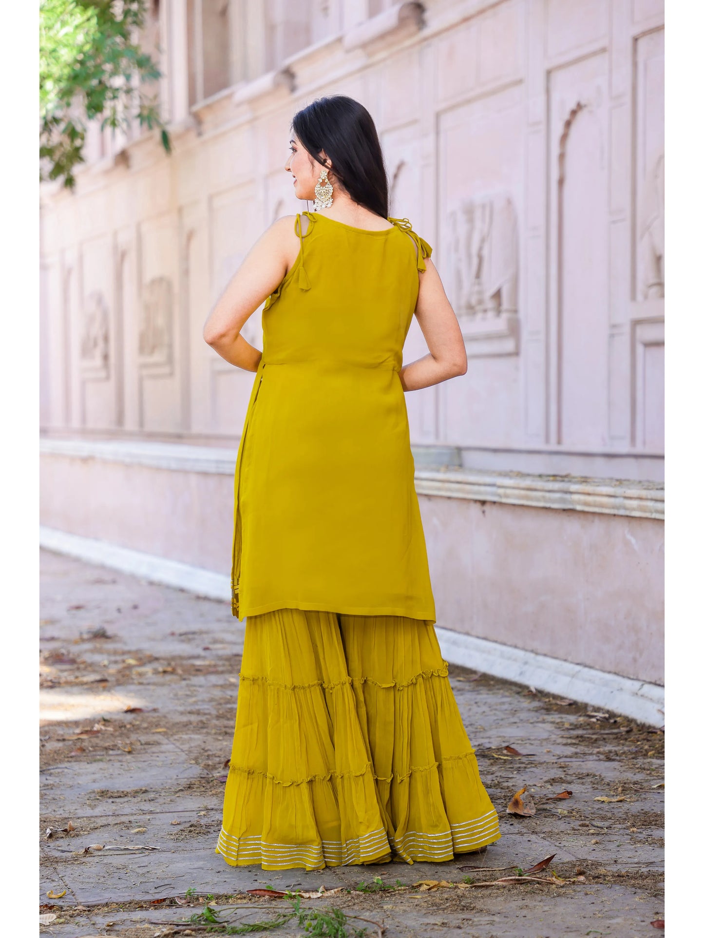 Georgette Short Kurti Sharara Dupatta Set