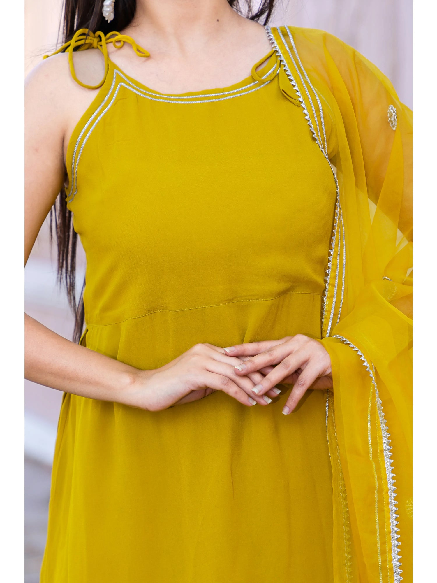 Georgette Short Kurti Sharara Dupatta Set
