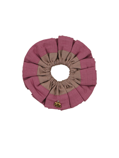 Pleated Hair Scrunchie - Coral Red