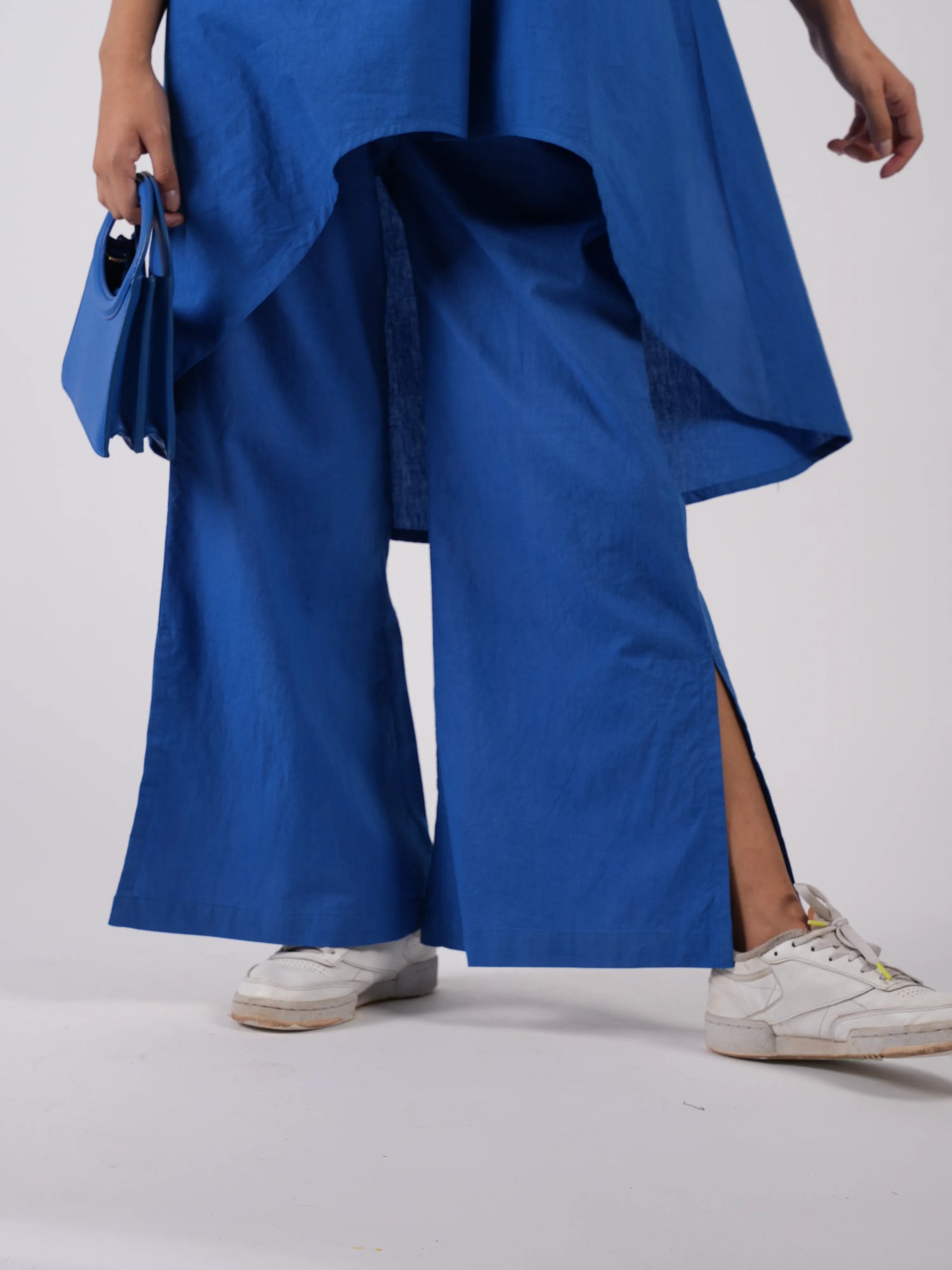 Cobalt Blue Cotton Asymmetric Co-ord Set