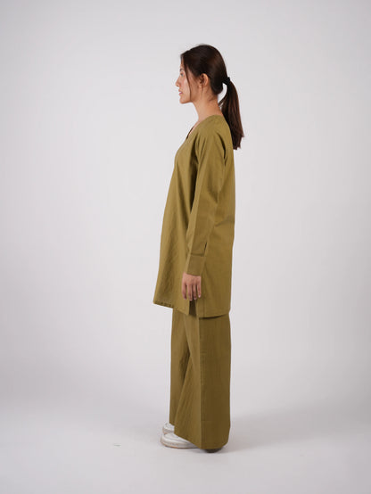 Olive Cotton Co-ord Set