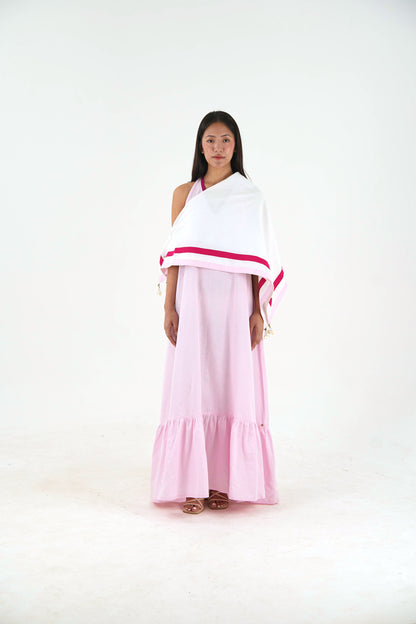 Sleeveless Halter Dress - Pastel Pink Linen
