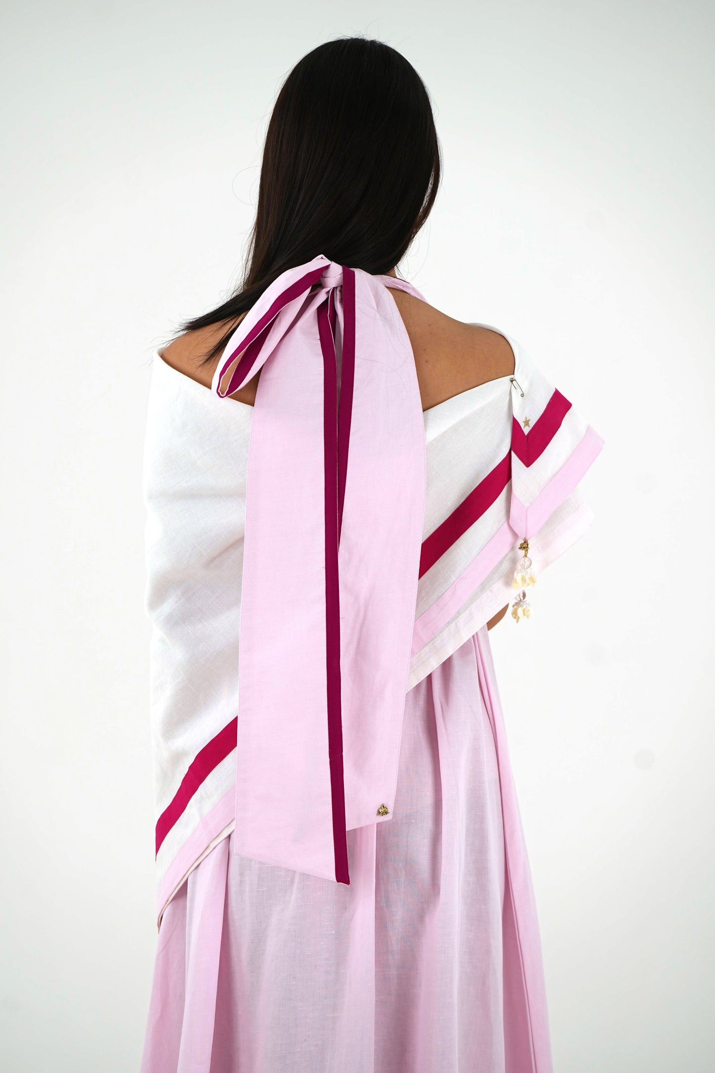 Sleeveless Halter Dress - Pastel Pink Linen