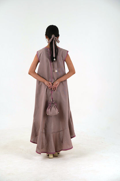 Sleeveless High Low Dress - Mauve Linen
