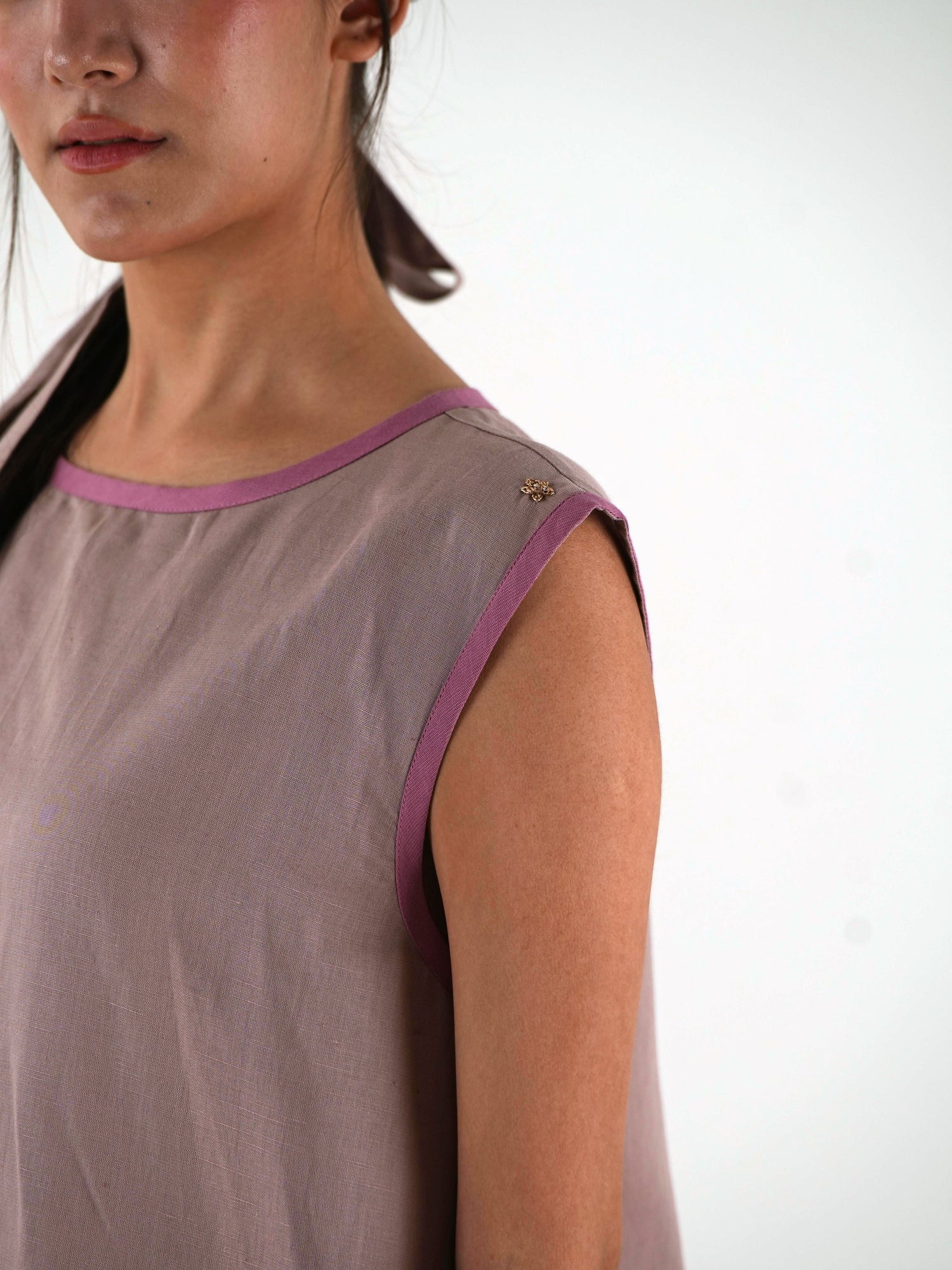 Sleeveless High Low Dress - Mauve Linen
