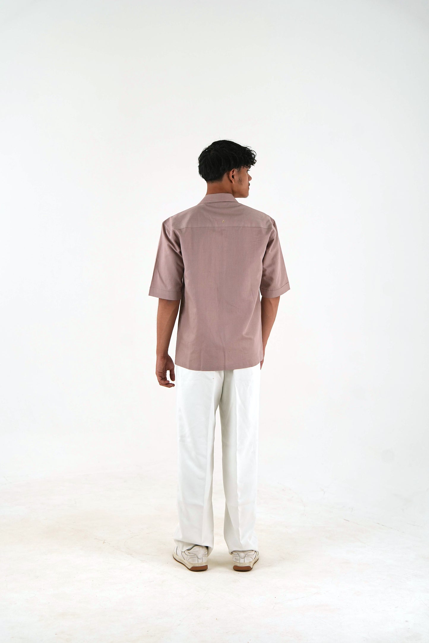 Pintuck Front Oversized Casual Shirt - Dusty Pink