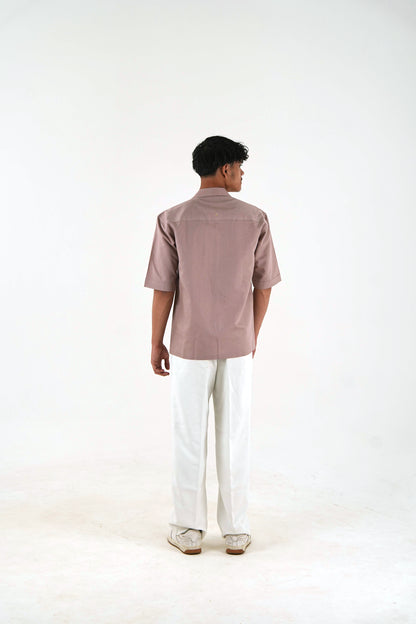 Pintuck Front Oversized Casual Shirt - Dusty Pink