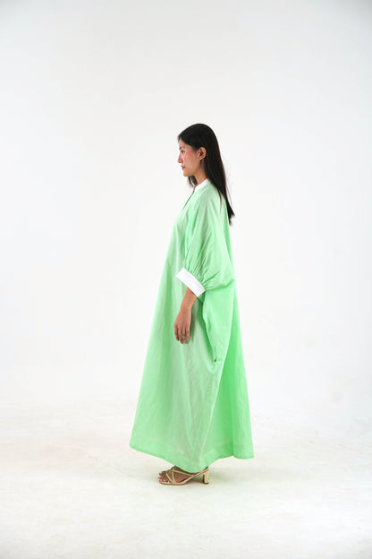 Cuff Sleeve Kaftan Dress - Mint Green Linen
