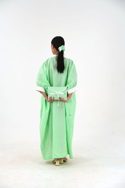 Cuff Sleeve Kaftan Dress - Mint Green Linen