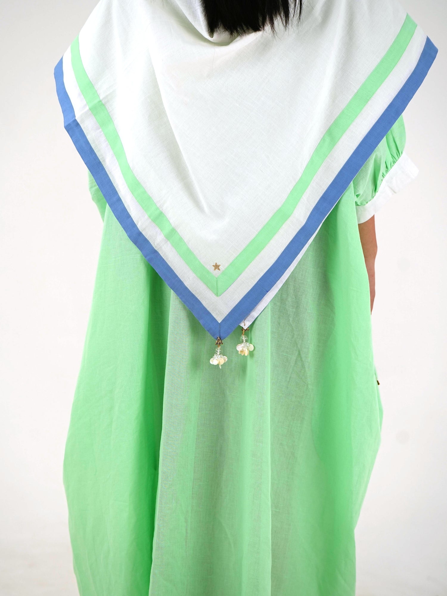 Cuff Sleeve Kaftan Dress - Mint Green Linen
