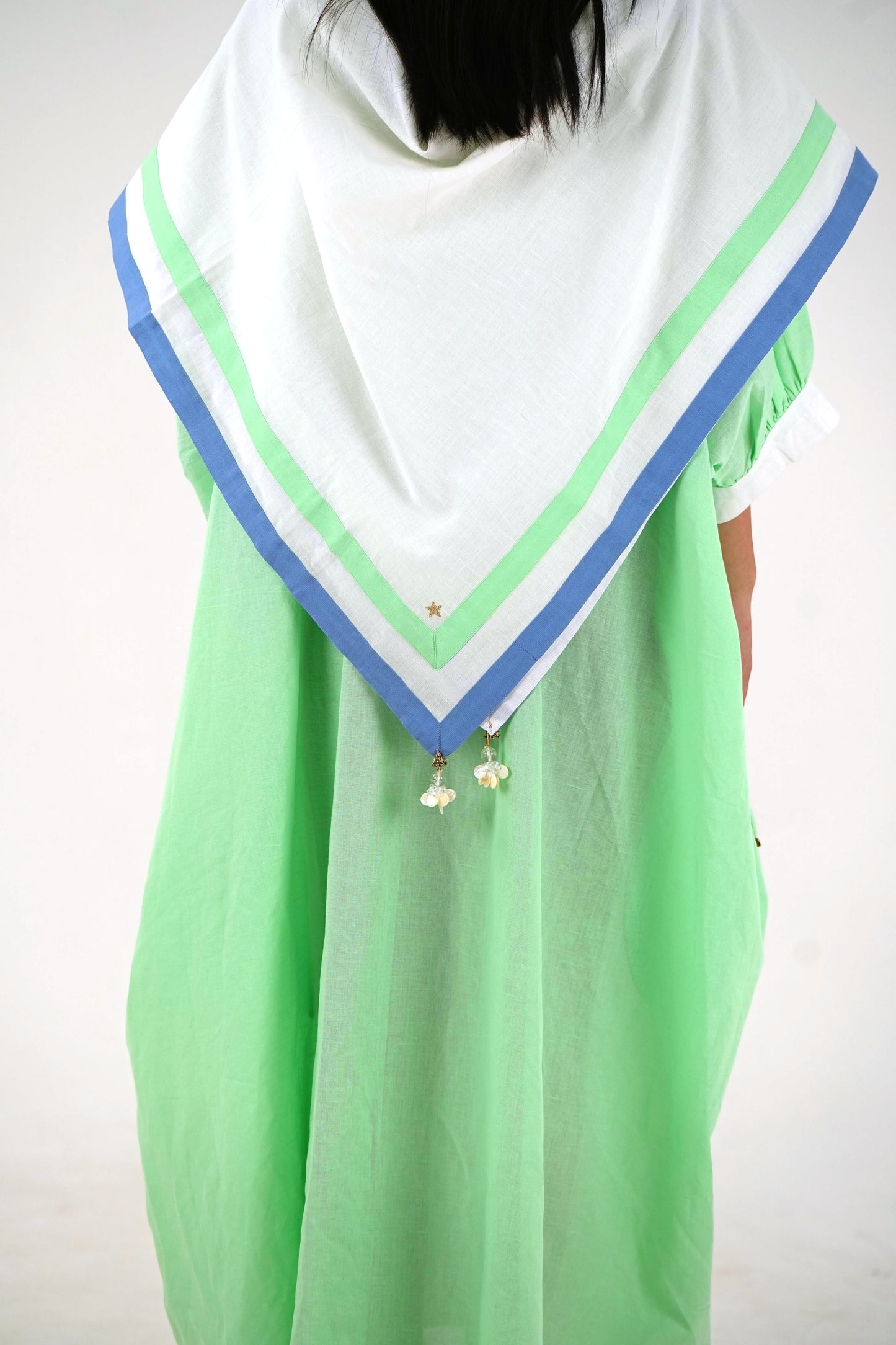 Cuff Sleeve Kaftan Dress - Mint Green Linen