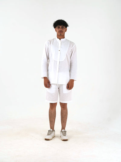 Full Sleeve Co-Ord Set - White Linen Cotton
