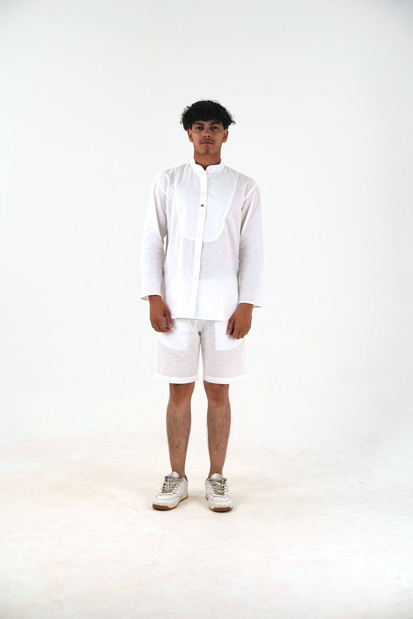 Full Sleeve Co-Ord Set - White Linen Cotton