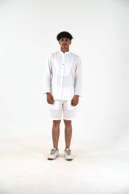 Full Sleeve Co-Ord Set - White Linen Cotton