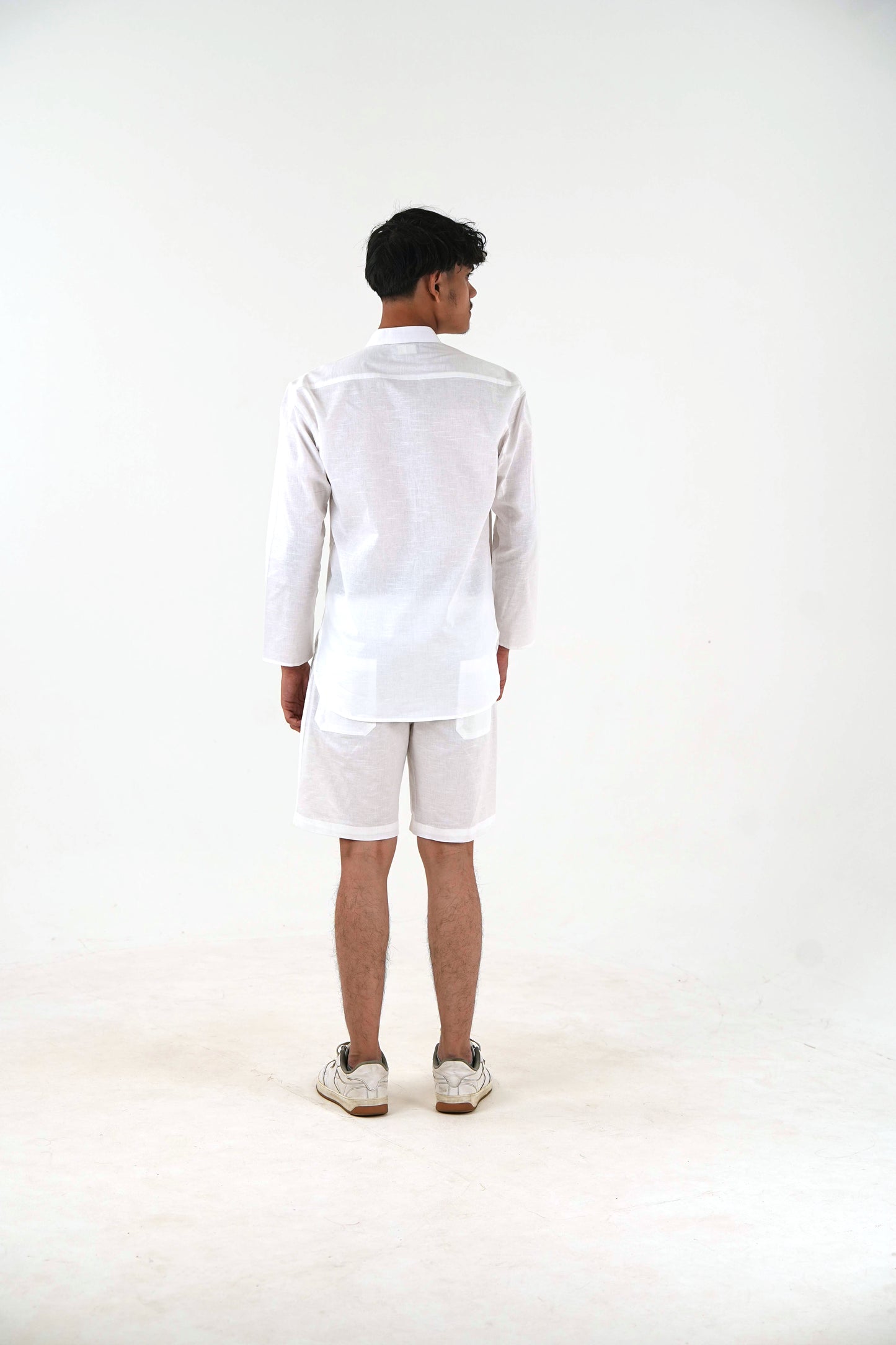 Full Sleeve Co-Ord Set - White Linen Cotton